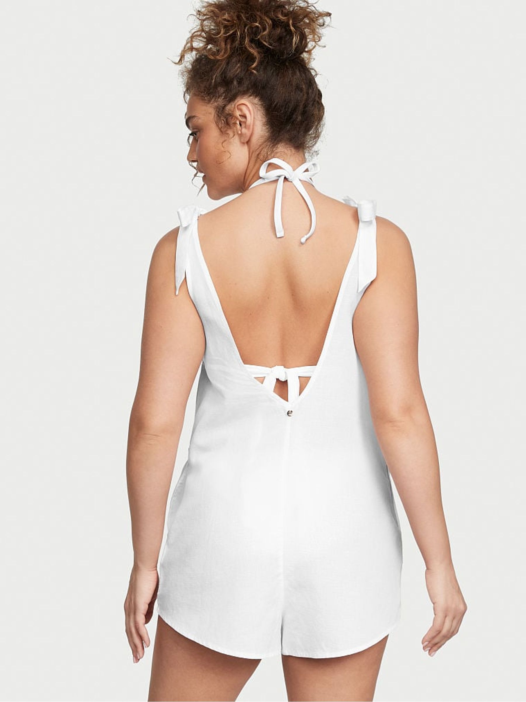 White Linen Playsuit Cover Up - Image 2 of 3