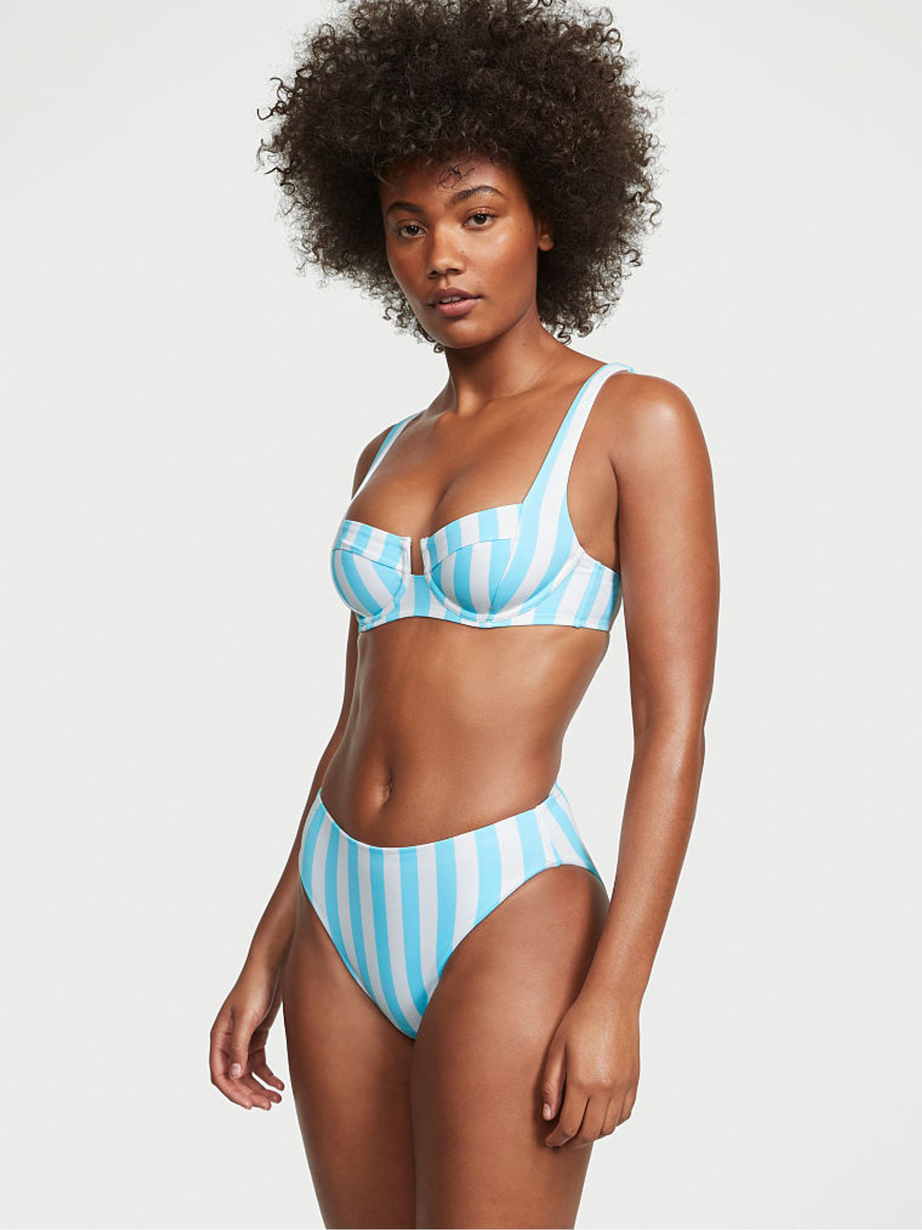Blue Stripes Balconette Swim Bikini Top - Image 1 of 3