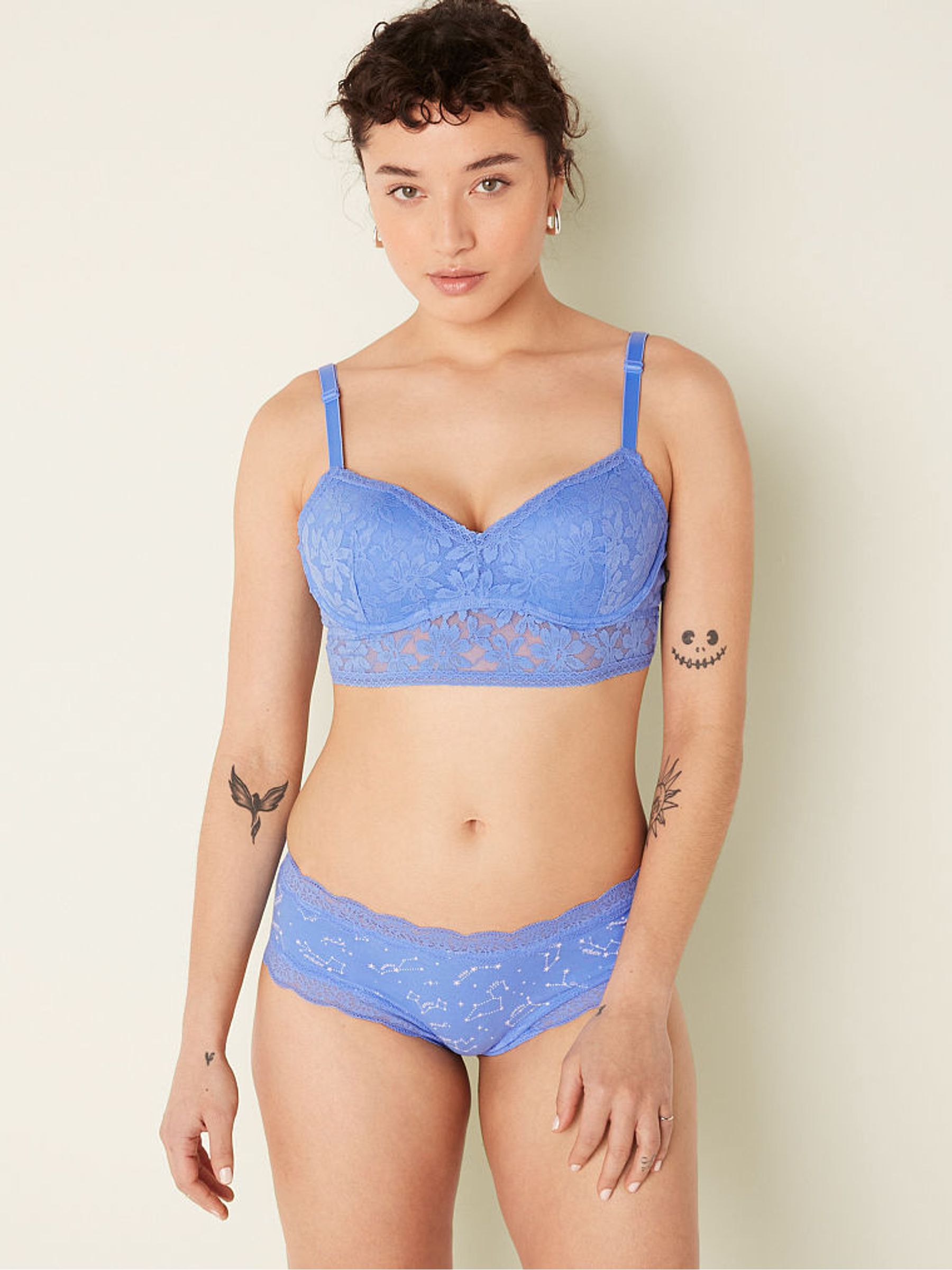 Cornflower Blue Lace Wired Push Up Bralette - Image 1 of 4