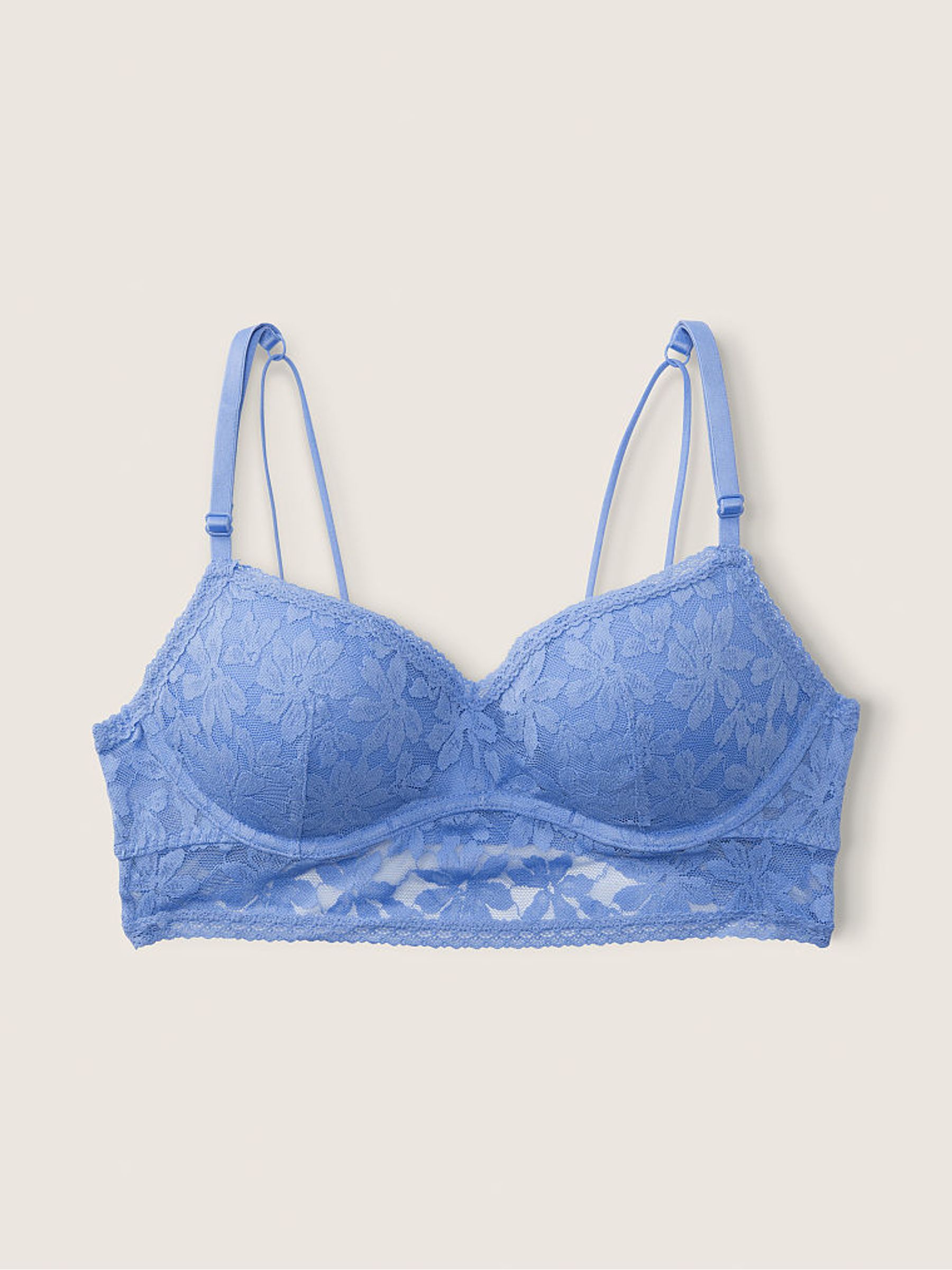 Cornflower Blue Lace Wired Push Up Bralette - Image 4 of 4