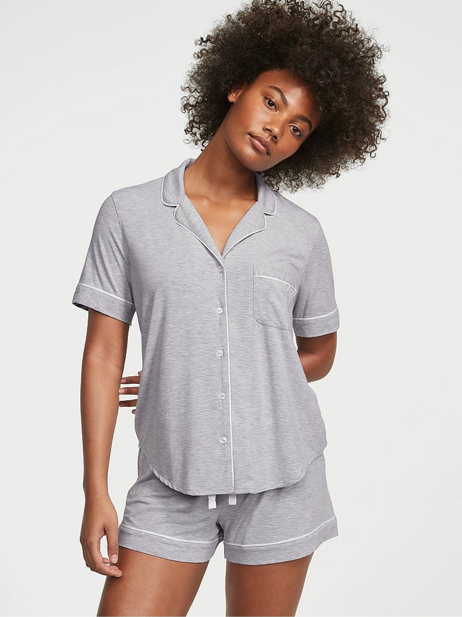 Medium Heather Grey Modal Short Pyjamas - Image 1 of 4 Medium Heather Grey Modal Short Pyjamas - Image 1 of 4