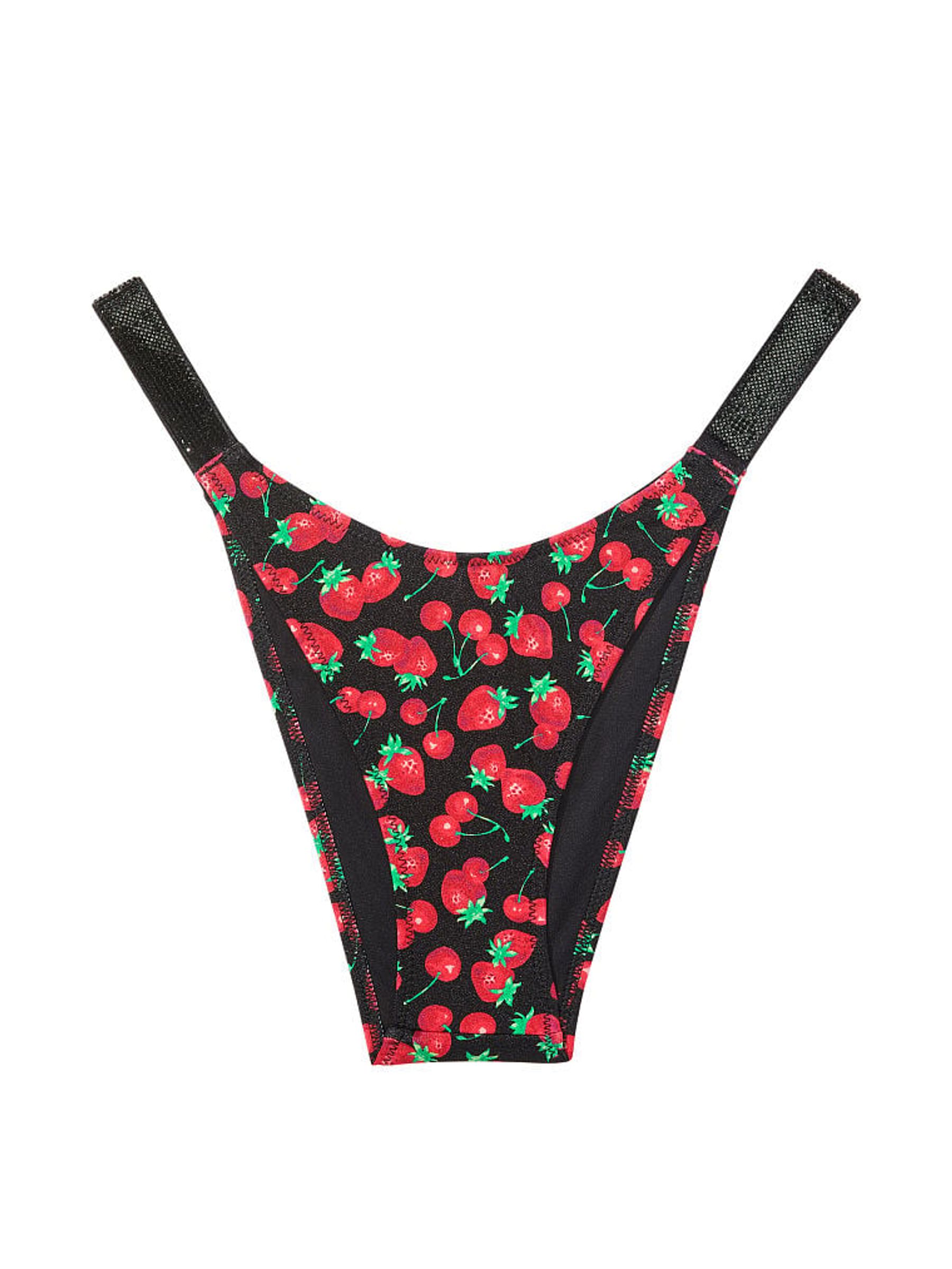 Black Sweet Berries Thong Swim Bikini Bottom - Image 3 of 4