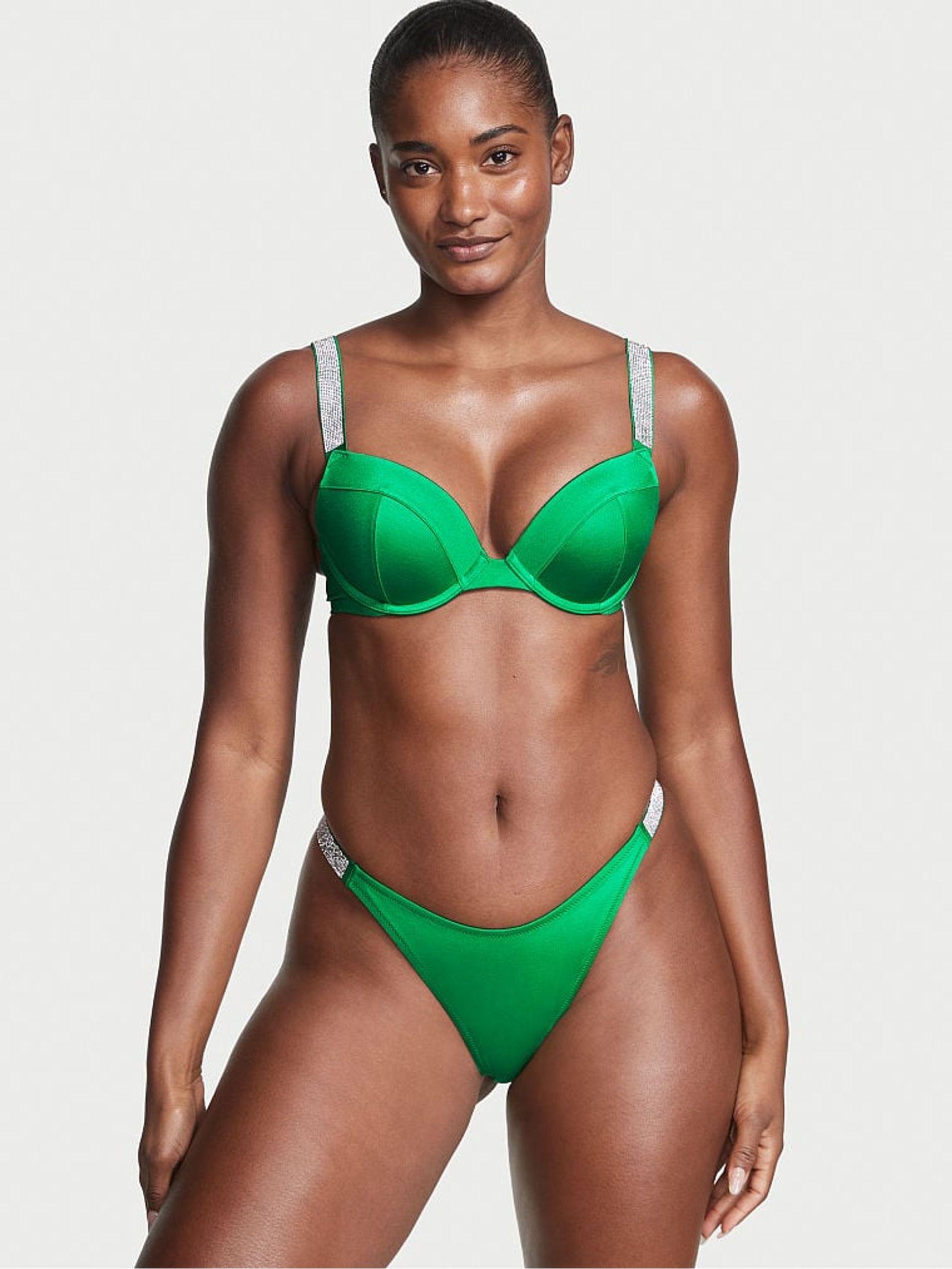 Slip Bikini Victoria's Secret Pink, Gamba Alta, Floreale Rosa E Teal, Nuovo Con Etichette - Foto 2