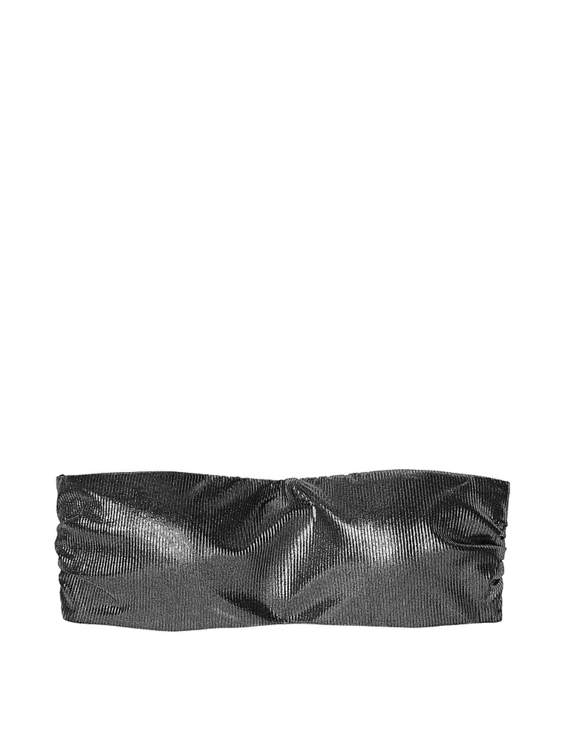 Silver Foil Rib Bandeau Swim Bikini Top - Image 3 of 4