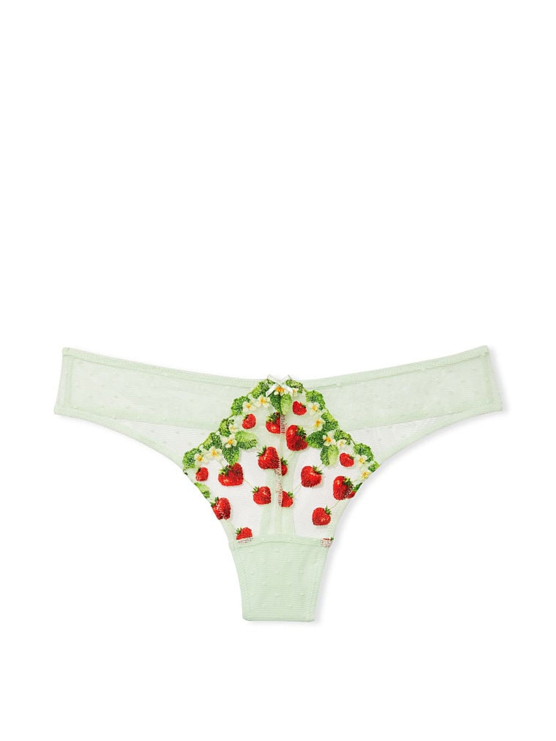 Green Strawberry Dolce Thong Strawberry Embroidered Knickers - Image 2 of 3