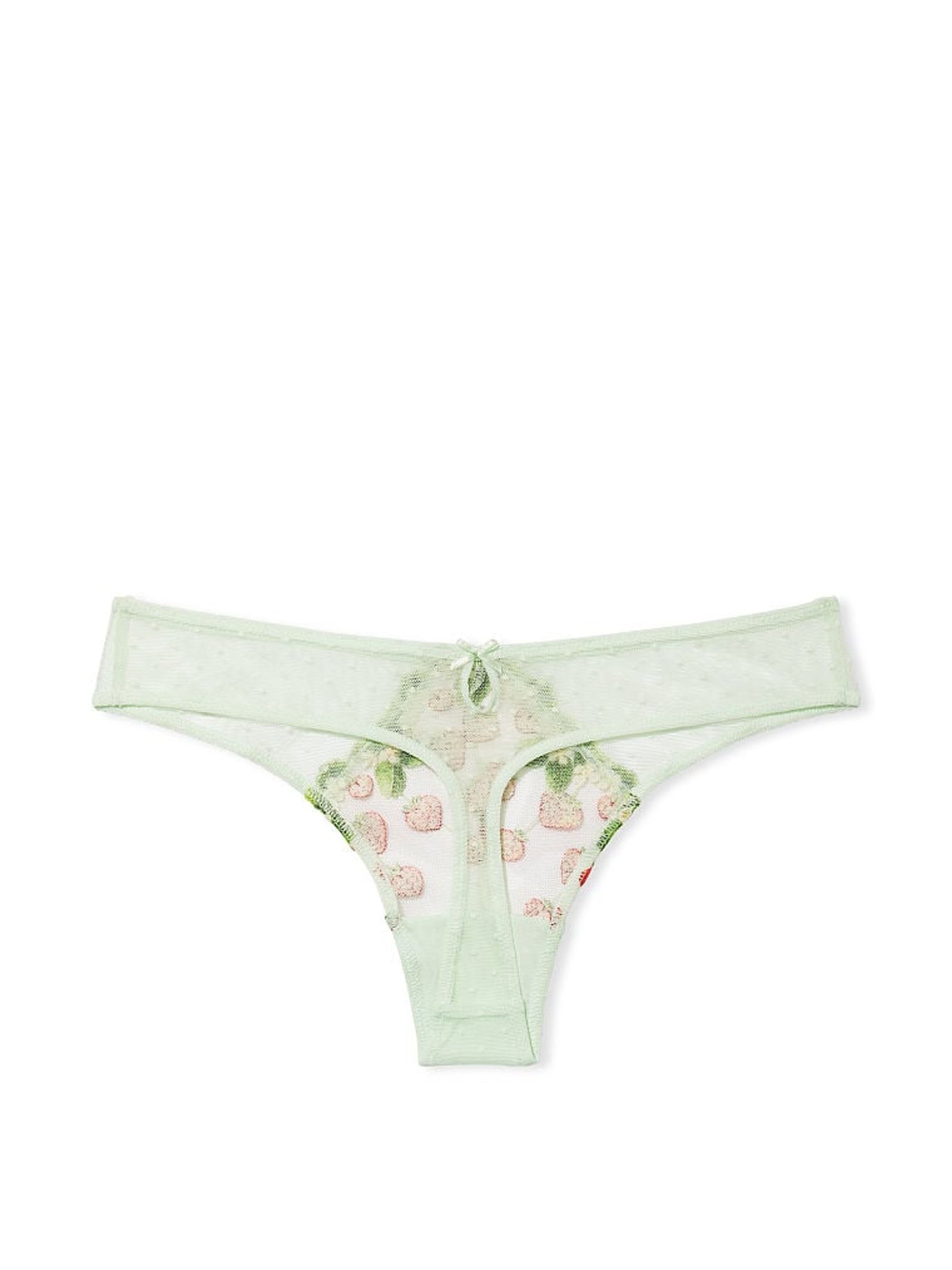 Green Strawberry Dolce Thong Strawberry Embroidered Knickers - Image 3 of 3