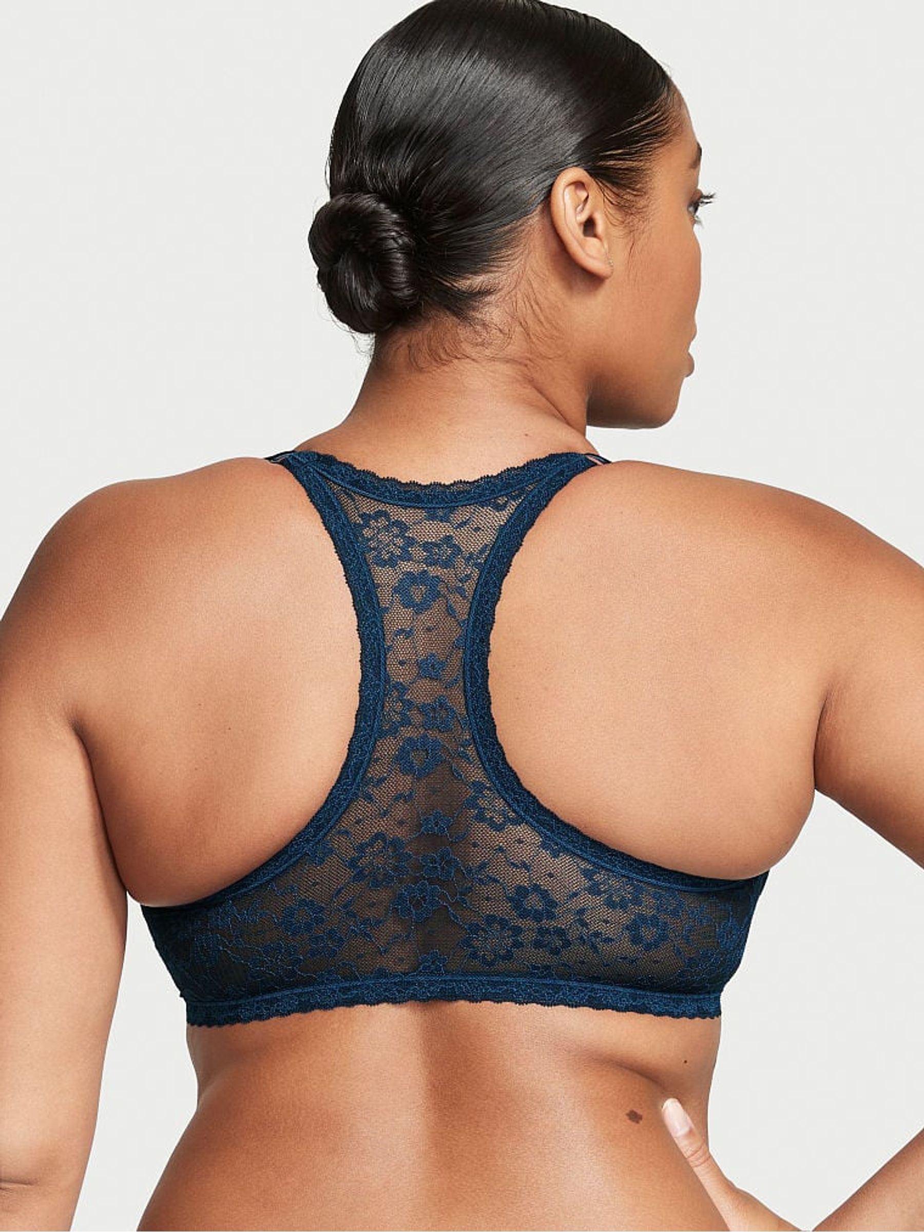 Noir Navy Posey Lace Lightly Lined Demi Racerback Bra - Image 2 of 3