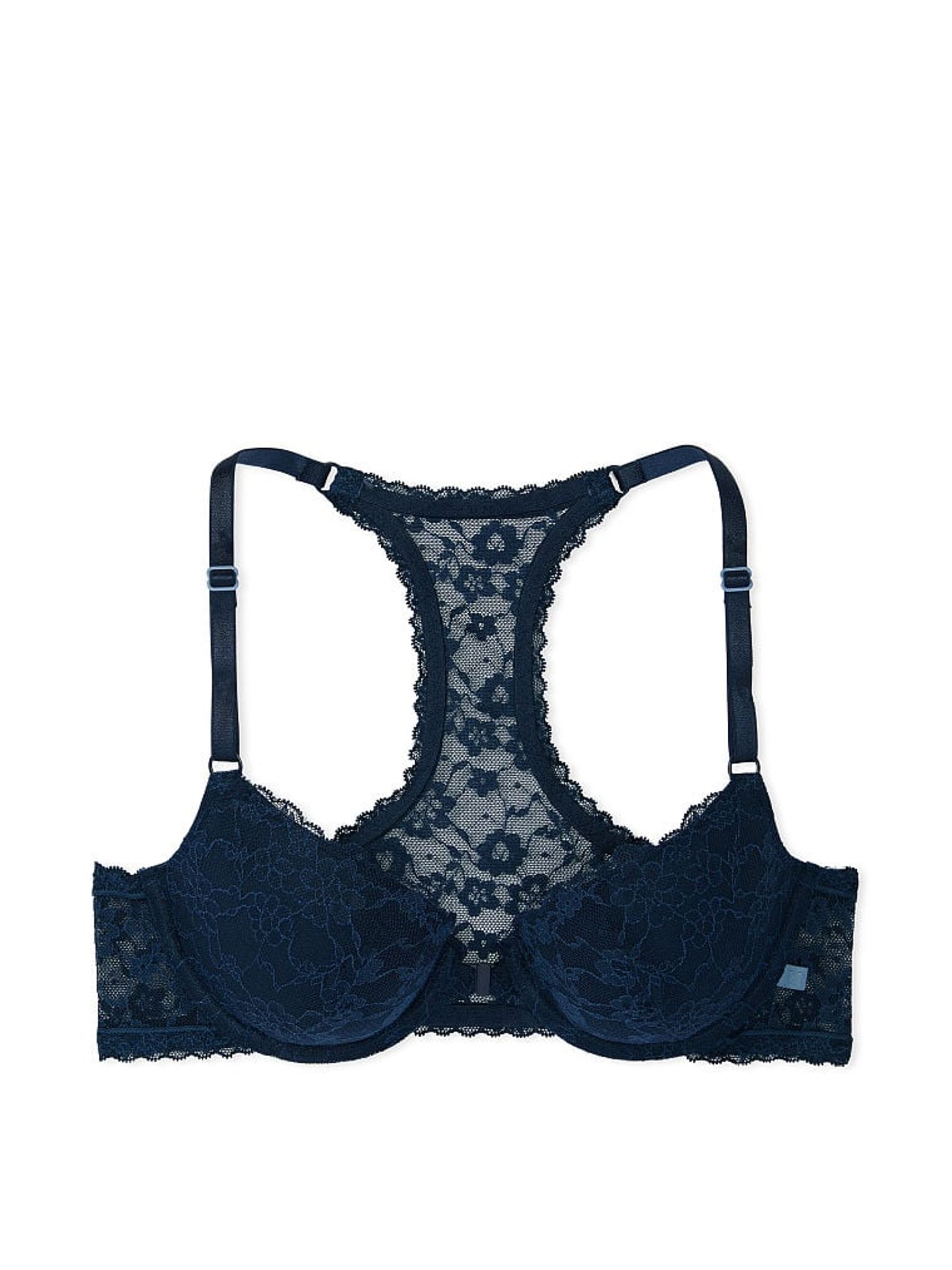Noir Navy Posey Lace Lightly Lined Demi Racerback Bra - Image 3 of 3