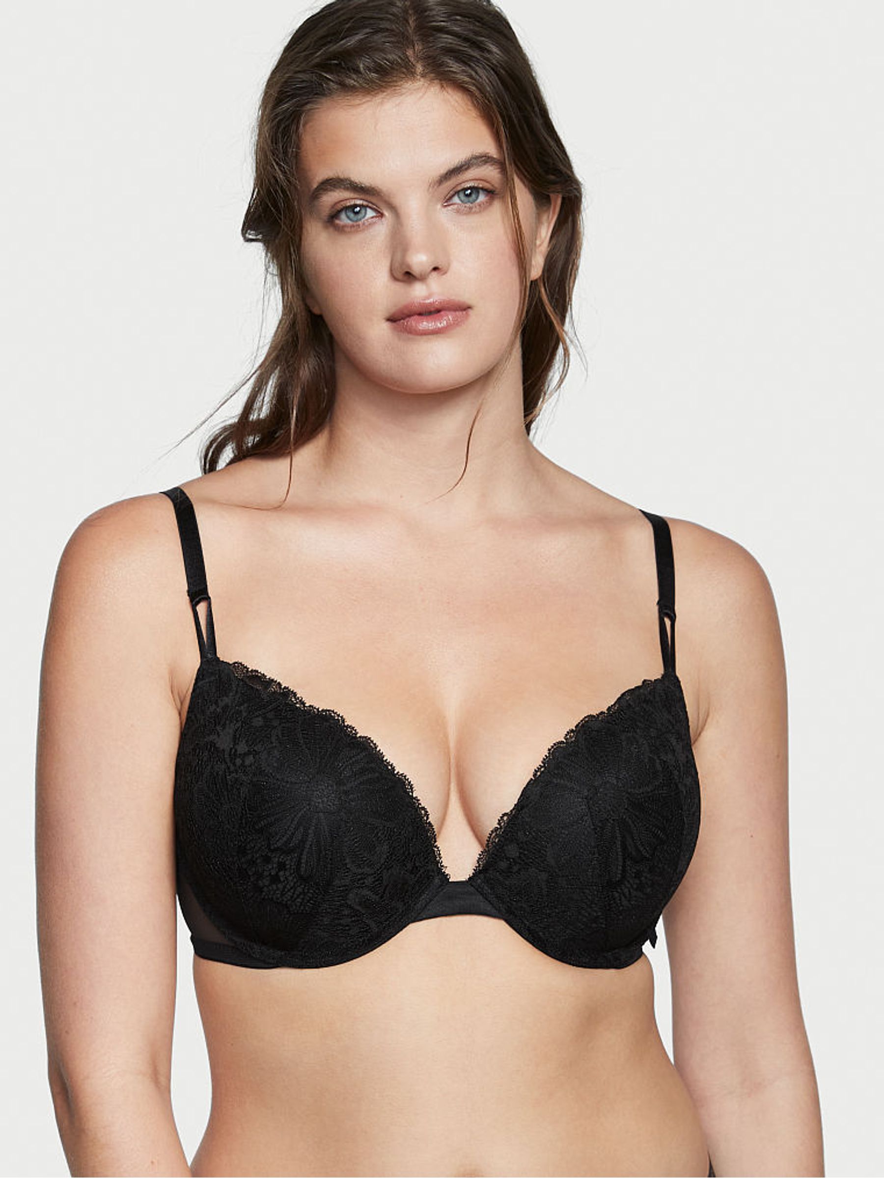 Black Lace T-Shirt Push Up Bra - Image 1 of 6