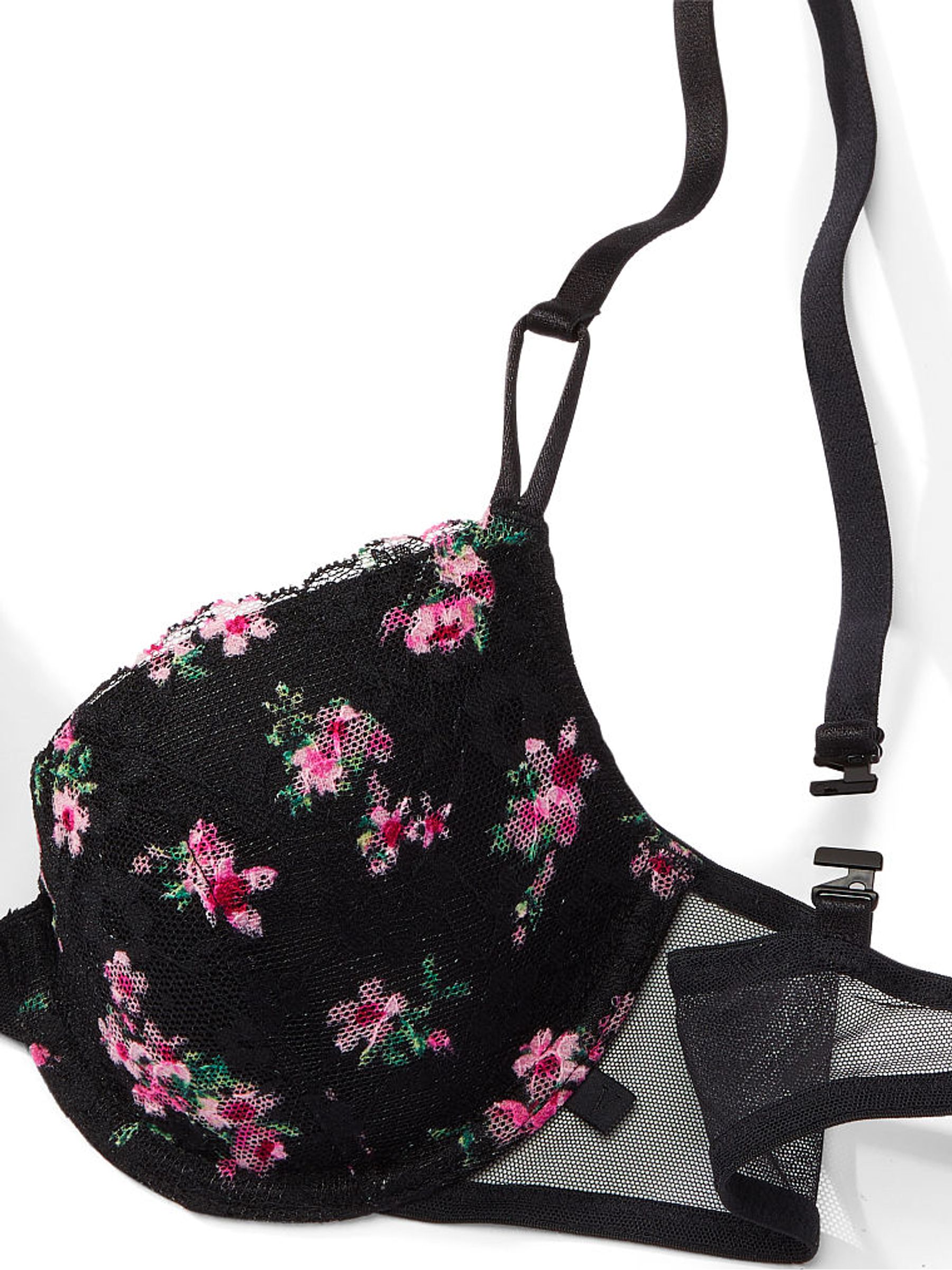 Black Floral Lightly Lined Demi Bra - Image 1 of 4