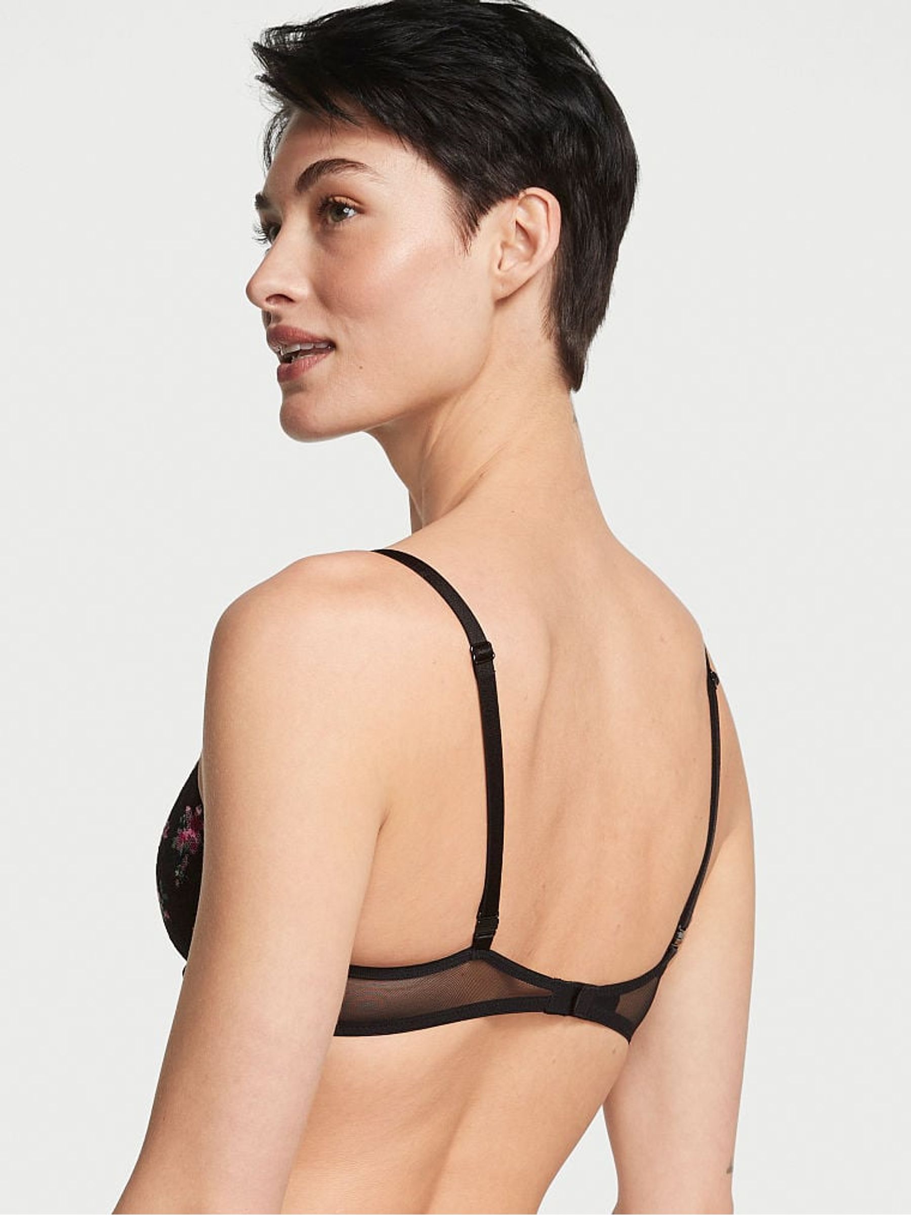Black Floral Lightly Lined Demi Bra - Image 2 of 4