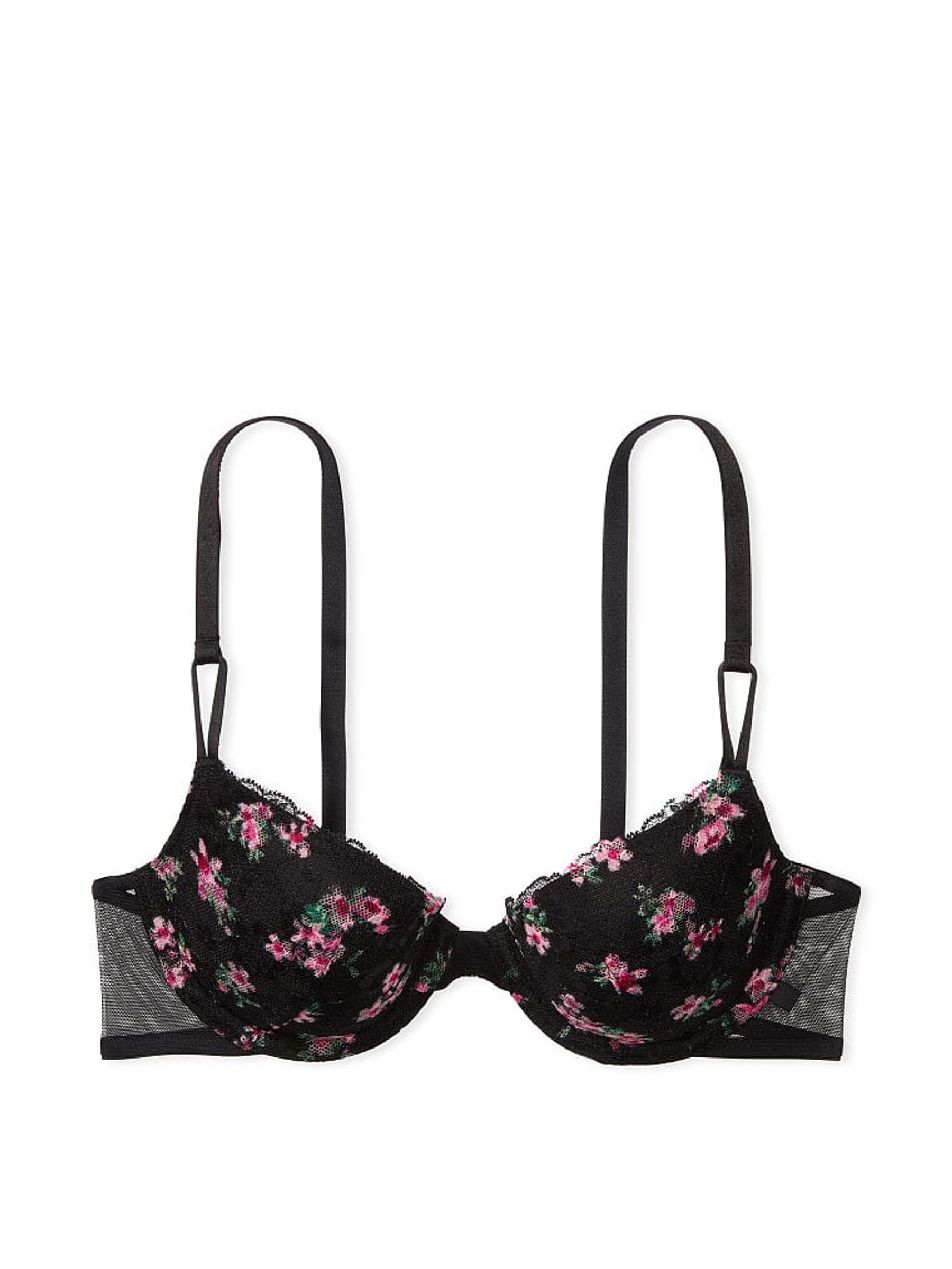 Black Floral Lightly Lined Demi Bra - Image 3 of 4