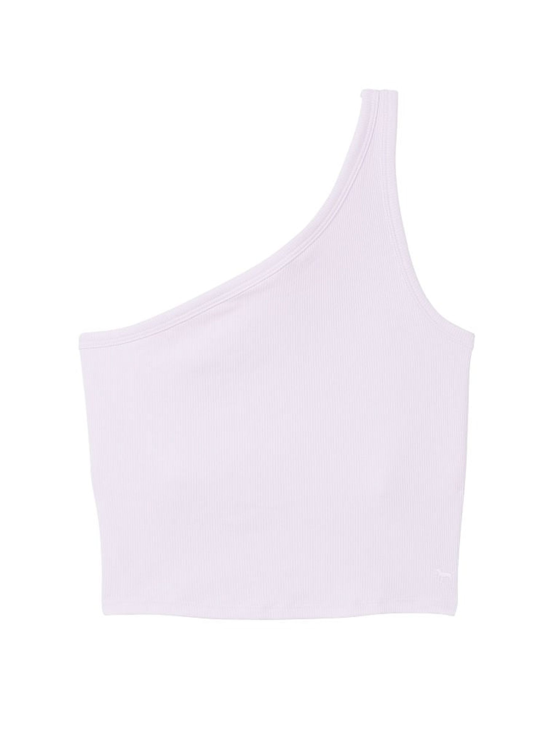Purple Whisper Rib OneShoulder Crop Top Tank Top - Image 3 of 4