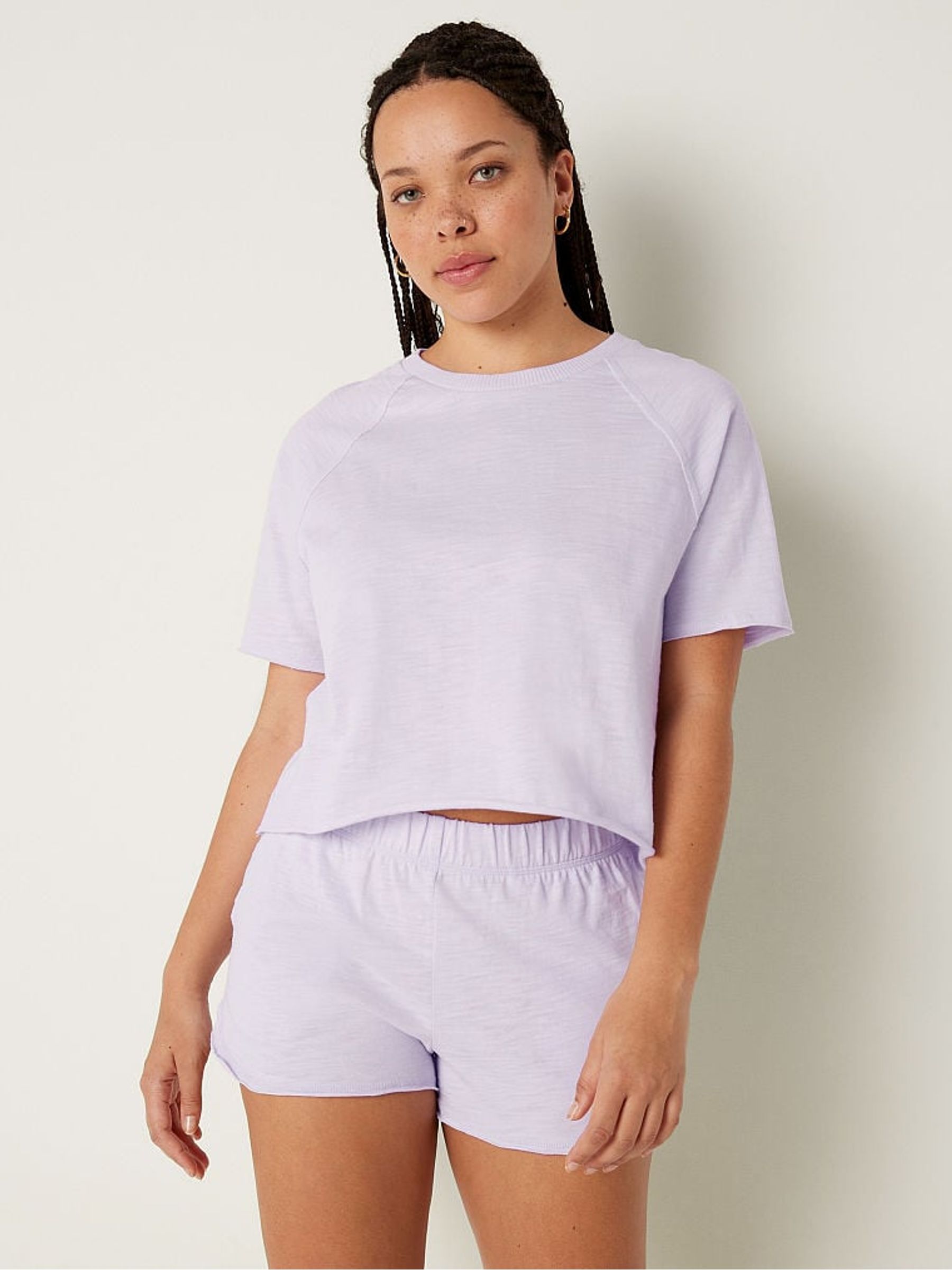 Purple Whisper Summer Lounge Cotton Pyjama Short Sleeve TShirt - Image 1 of 4