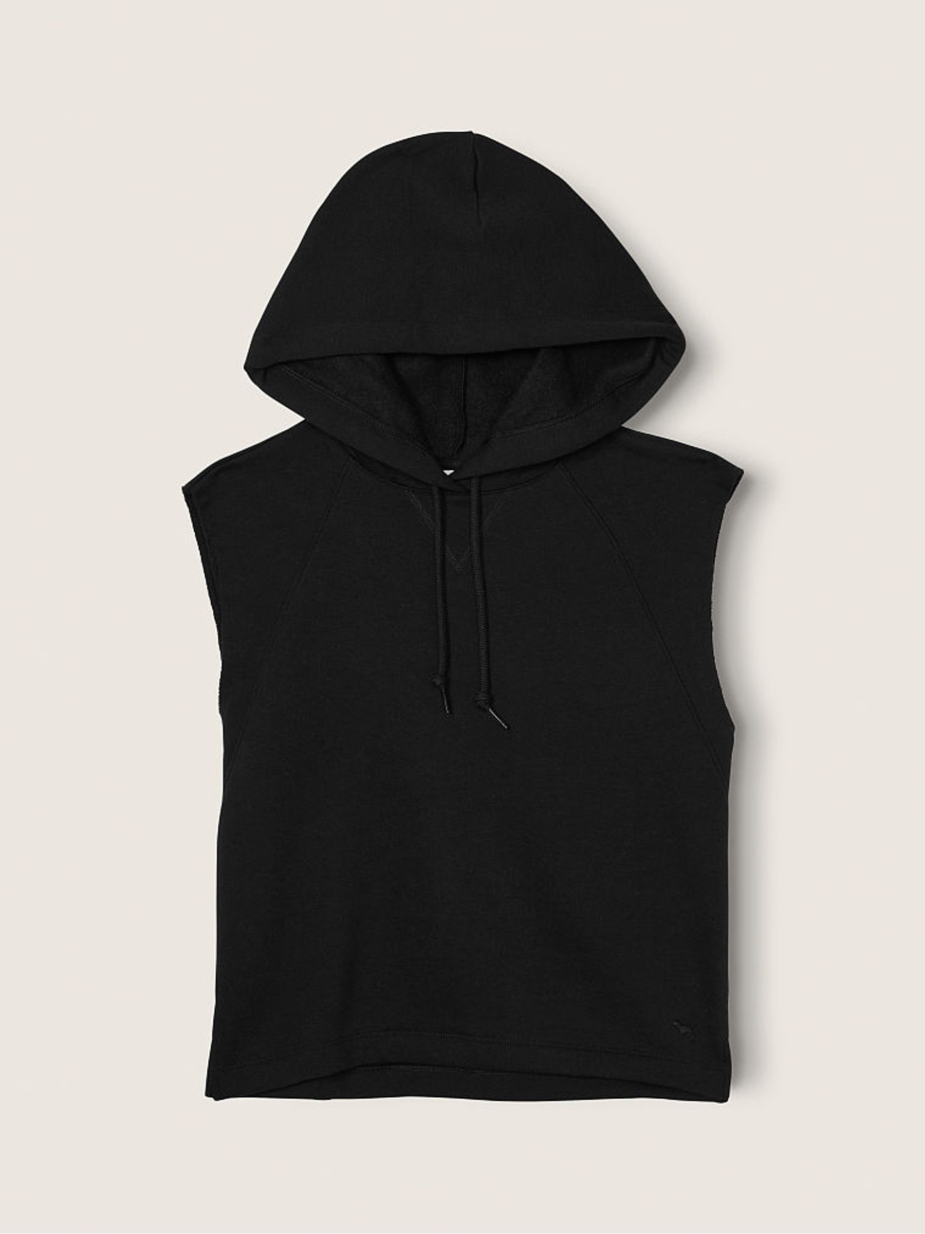 Pure Black Cropped Sleeveless Hoodie - Image 4 of 4