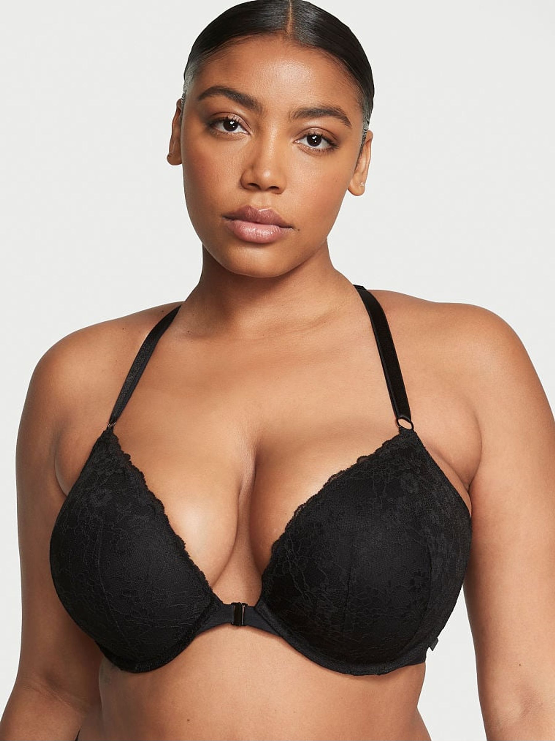 Black Lace Front Close Push Up Bra - Image 1 of 3