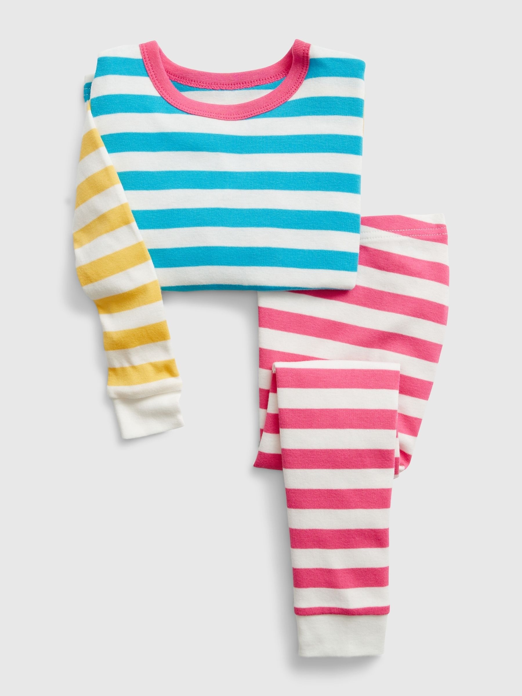 Blue/Pink/Yellow Stripe Long Sleeve Pyjamas - Image 1 of 2