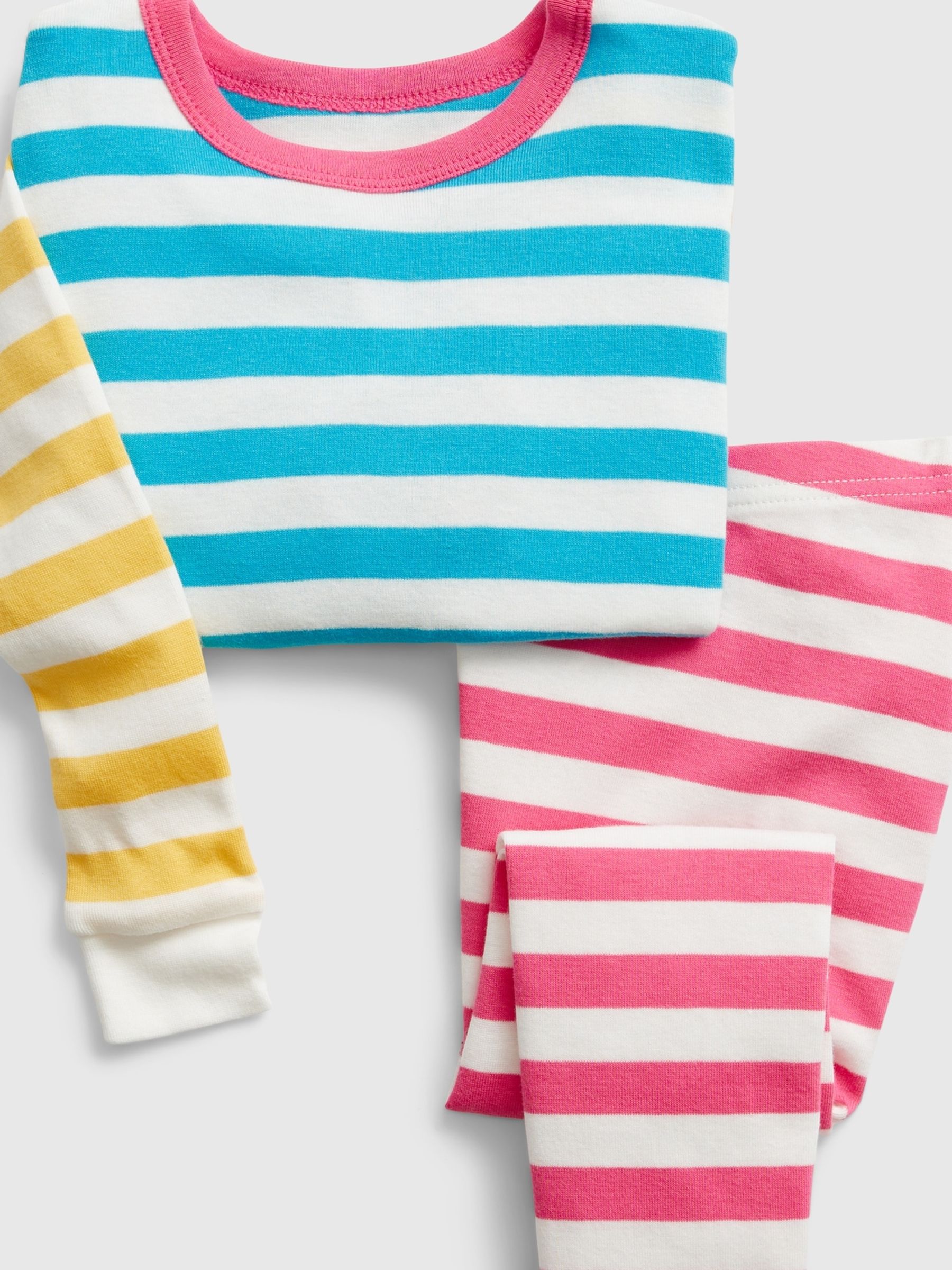 Blue/Pink/Yellow Stripe Long Sleeve Pyjamas - Image 2 of 2