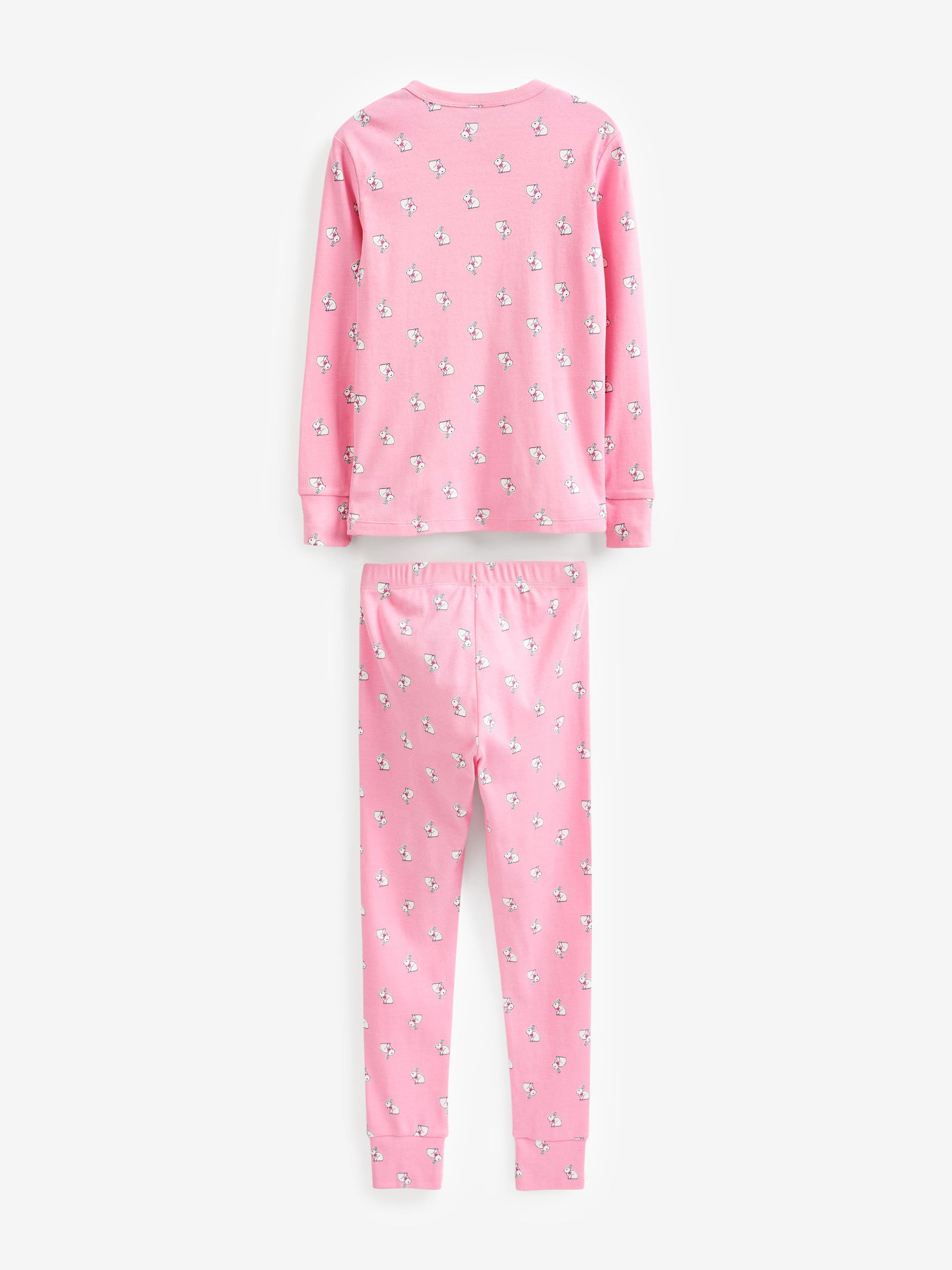 Pink Organic Cotton Bunny Print Long Sleeve Pyjamas - Image 2 of 5