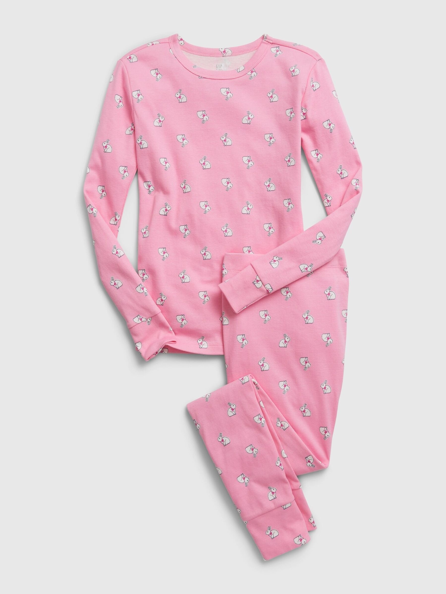 Pink Organic Cotton Bunny Print Long Sleeve Pyjamas - Image 3 of 5
