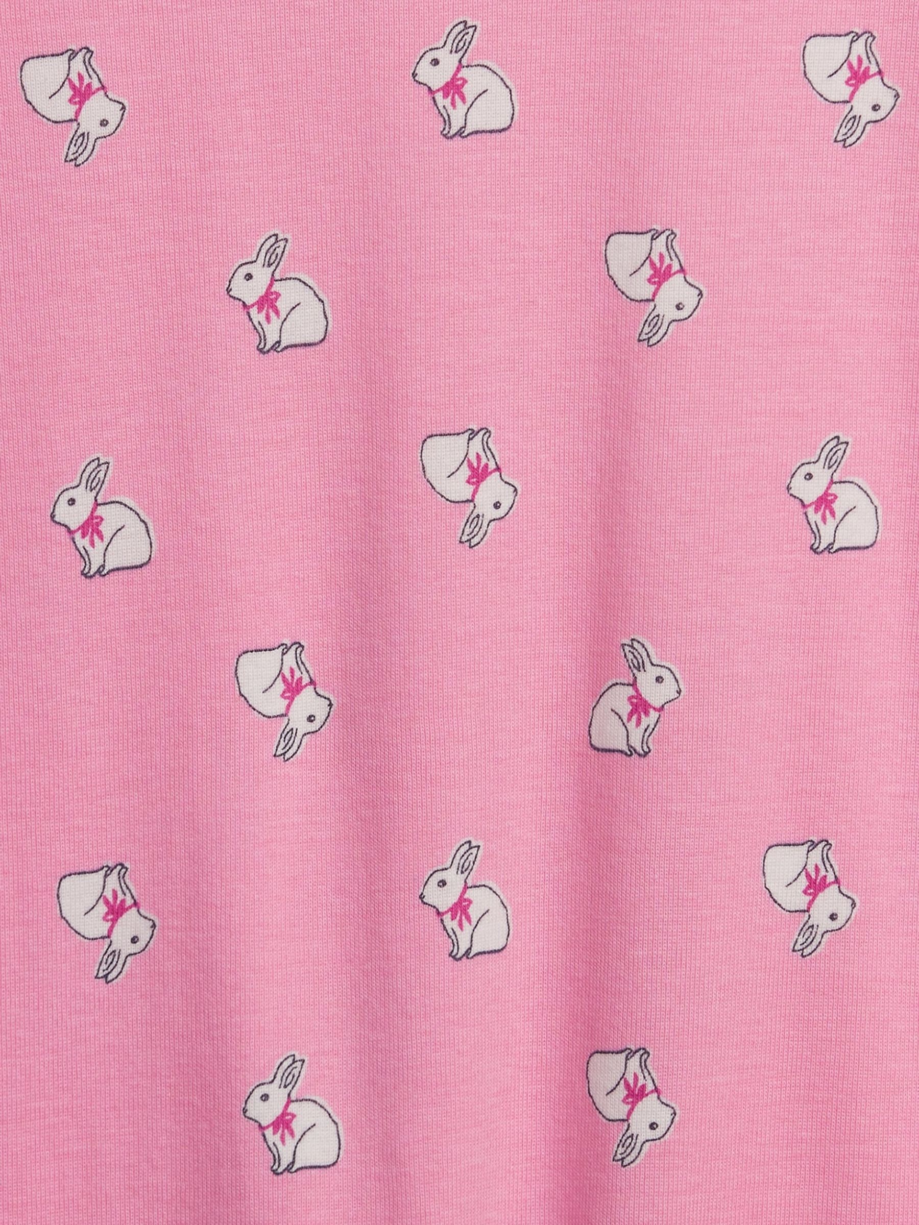 Pink Organic Cotton Bunny Print Long Sleeve Pyjamas - Image 5 of 5