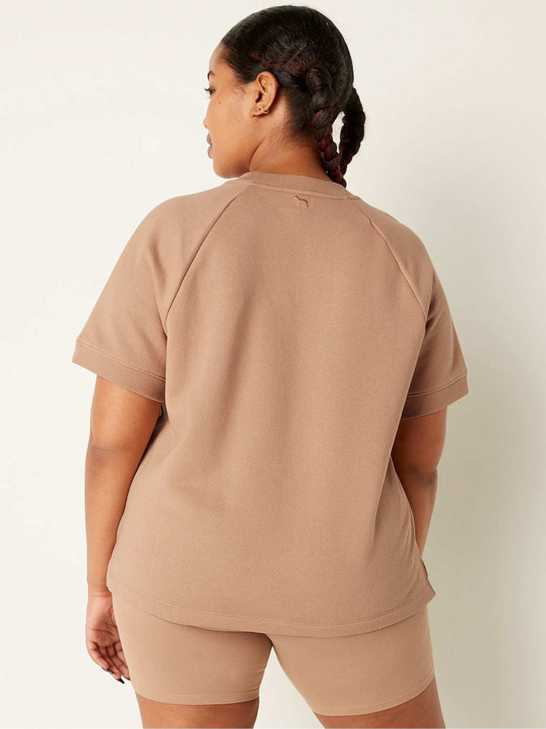 Mocha Latte Brown Short Sleeve Oversized Crew Neck T-Shirt - Image 2 of 4