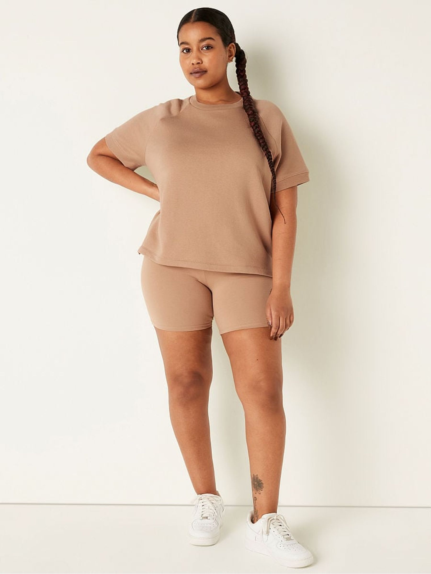 Mocha Latte Brown Short Sleeve Oversized Crew Neck T-Shirt - Image 3 of 4