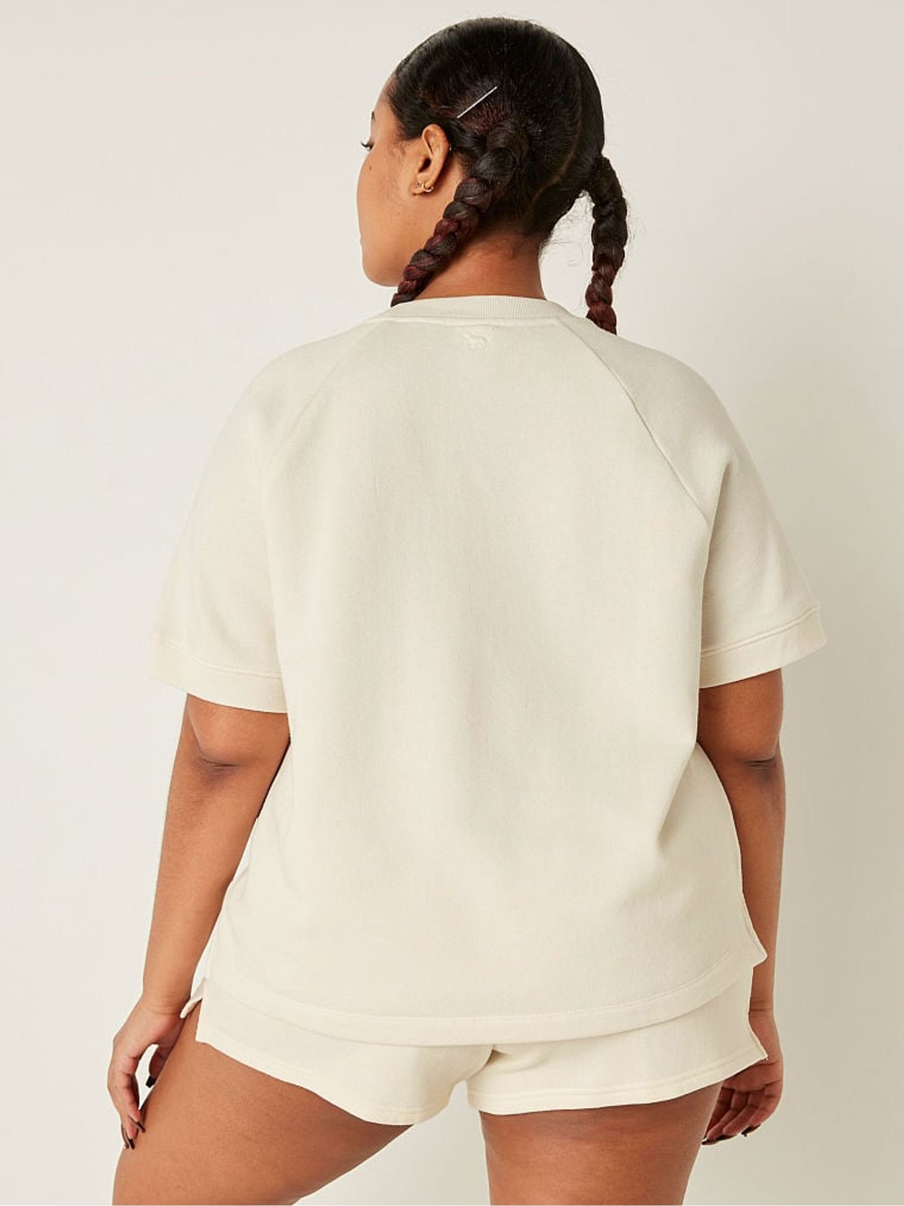 Cream Short Sleeve Oversized Crew Neck T-Shirt - Image 2 of 4