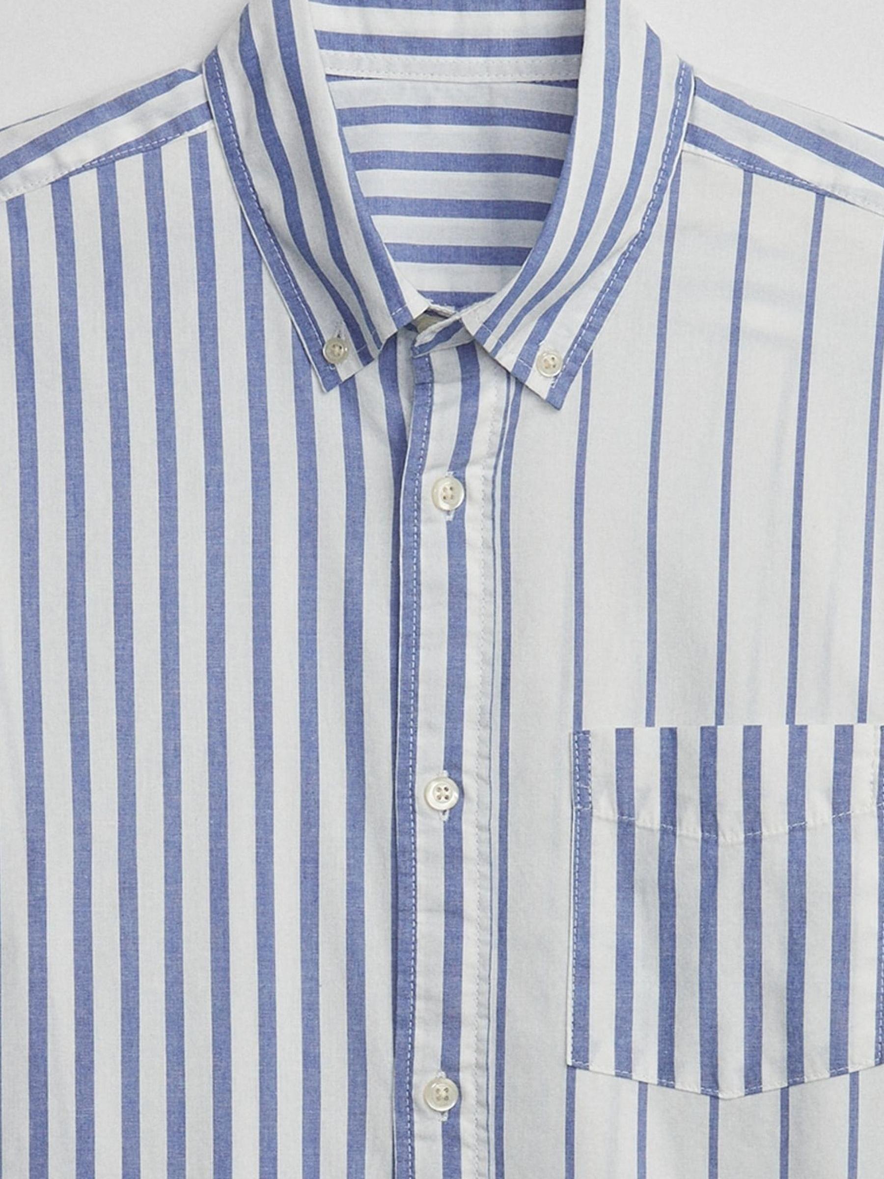 Blue Stretch Poplin Shirt in Slim Fit - Image 4 of 4
