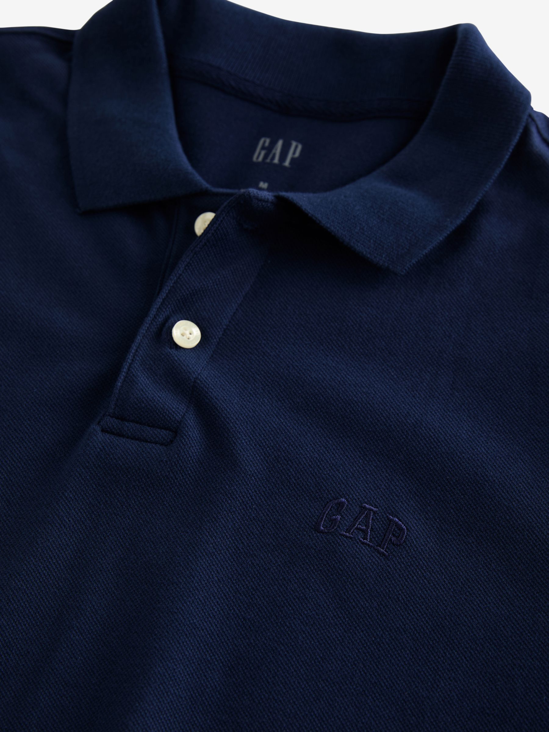 Dark Blue Pique Logo 100% Cotton Short Sleeve Polo Shirt - Image 4 of 4