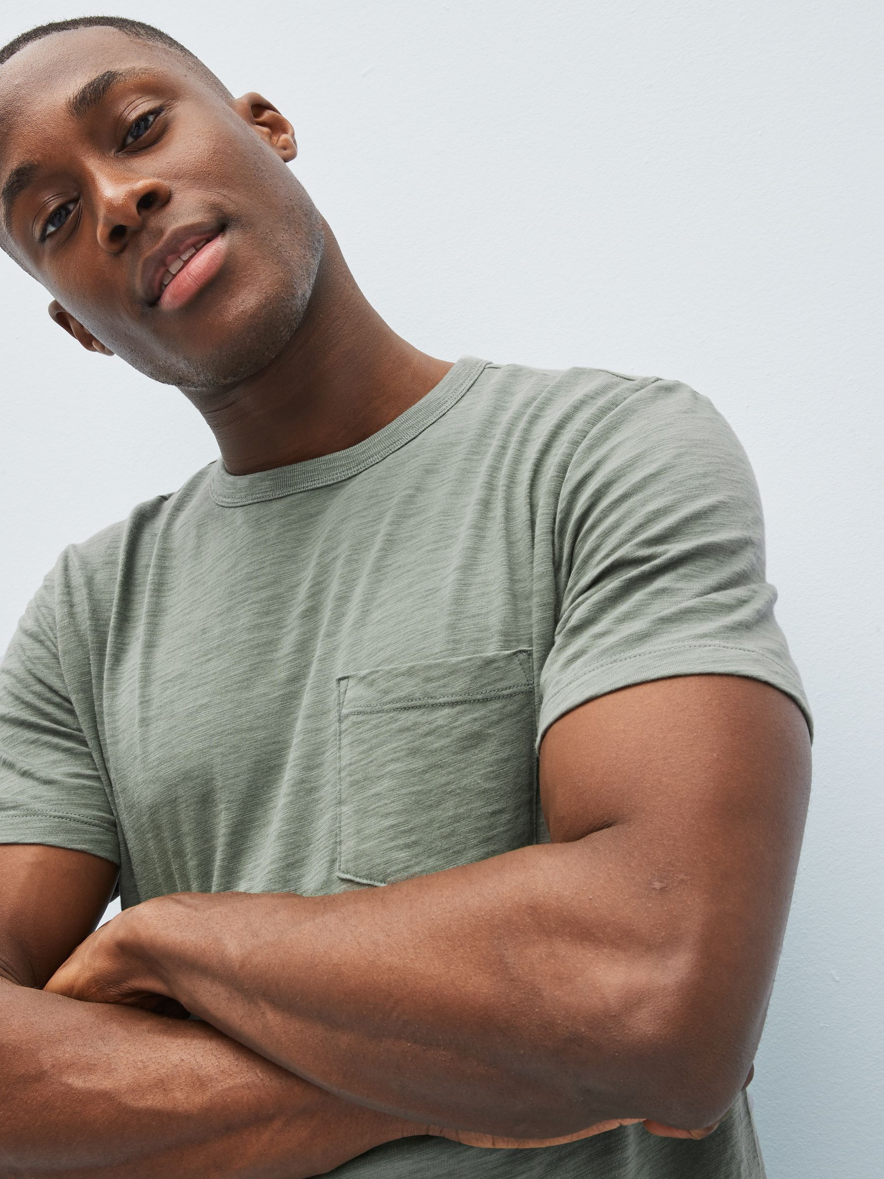 Green Lived-In Short Sleeve Pocket Crew Neck T-Shirt - Image 3 of 4