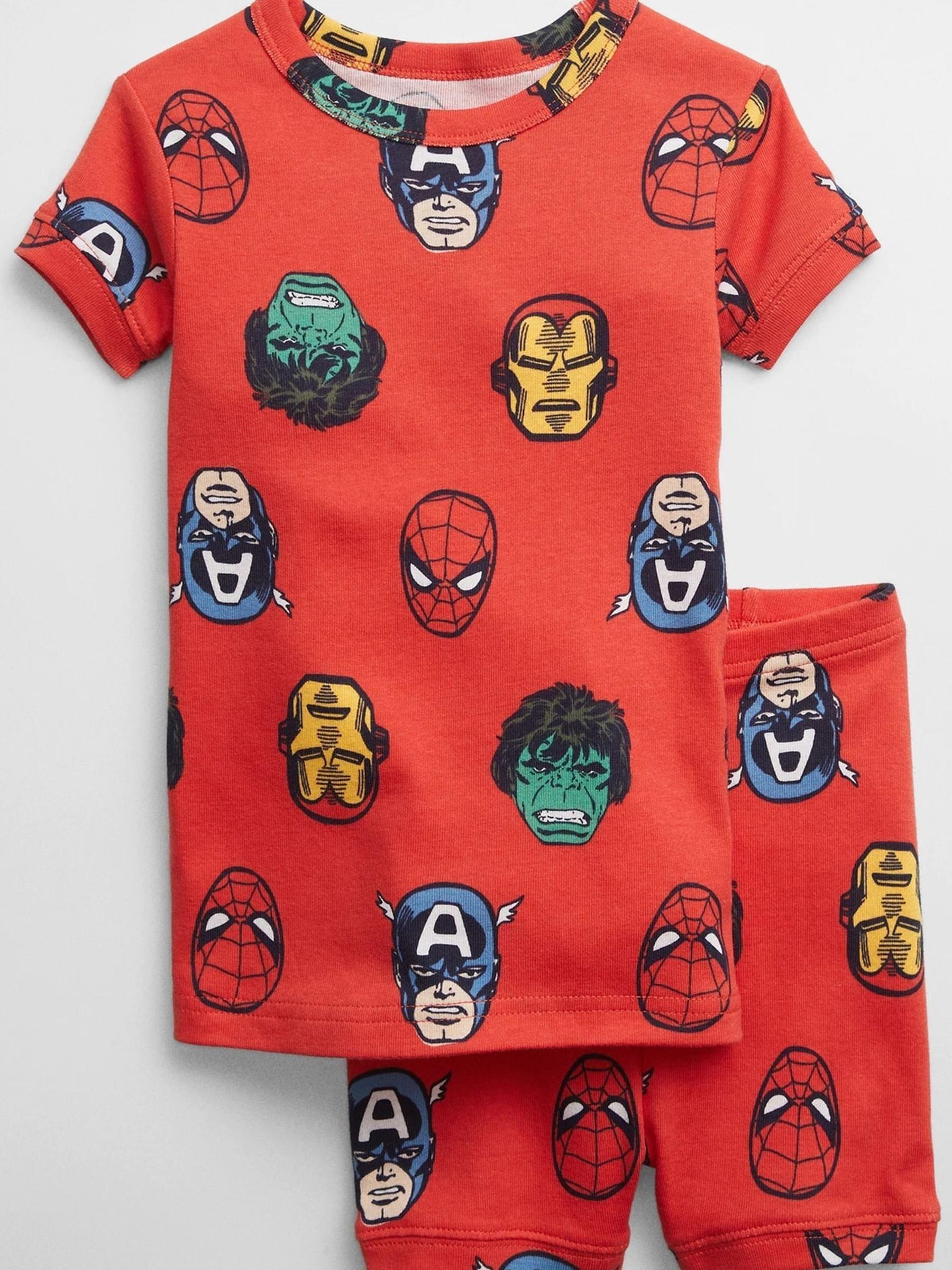 Red Marvel Avengers Short Sleeve Pyjama Shorts Set - Image 1 of 4