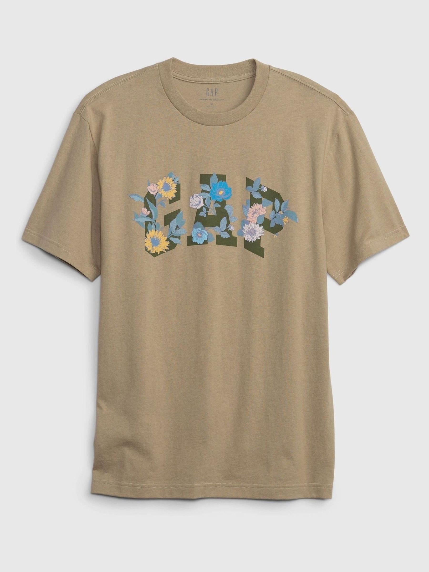 Brown Floral Short Sleeve Logo Crewneck T-Shirt - Image 1 of 1