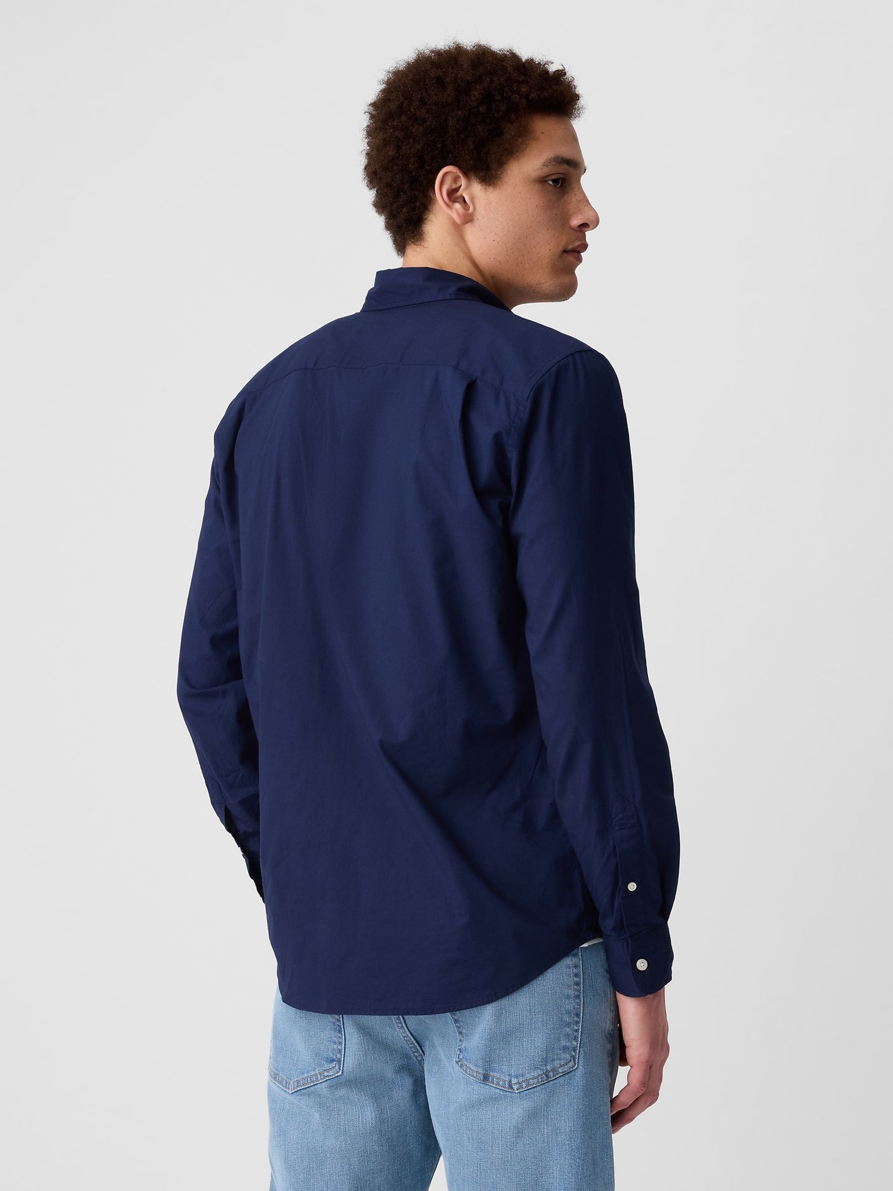 Navy Blue Slim Fit Stretch Shirt - Image 2 of 4