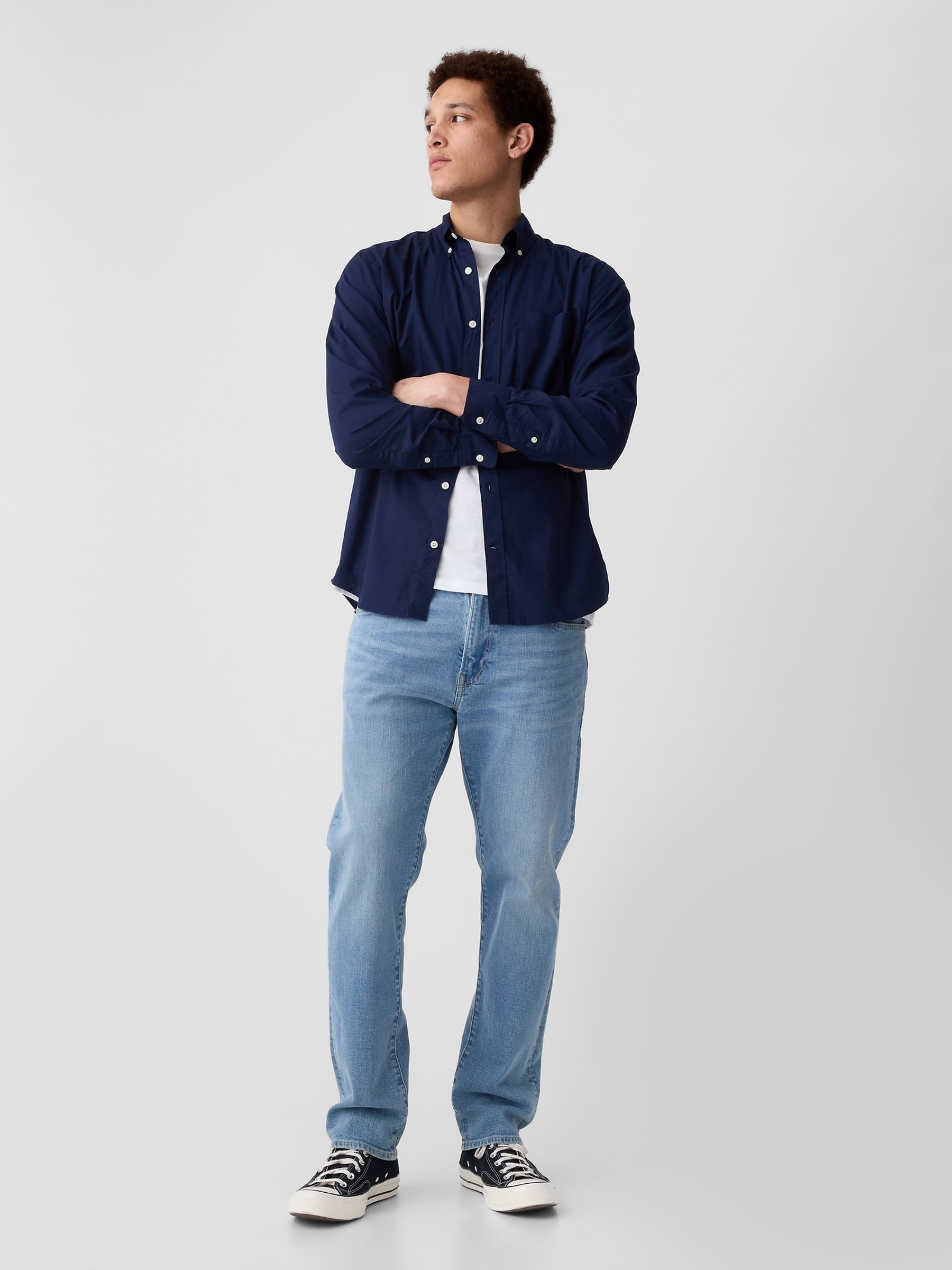 Navy Blue Slim Fit Stretch Shirt - Image 3 of 4
