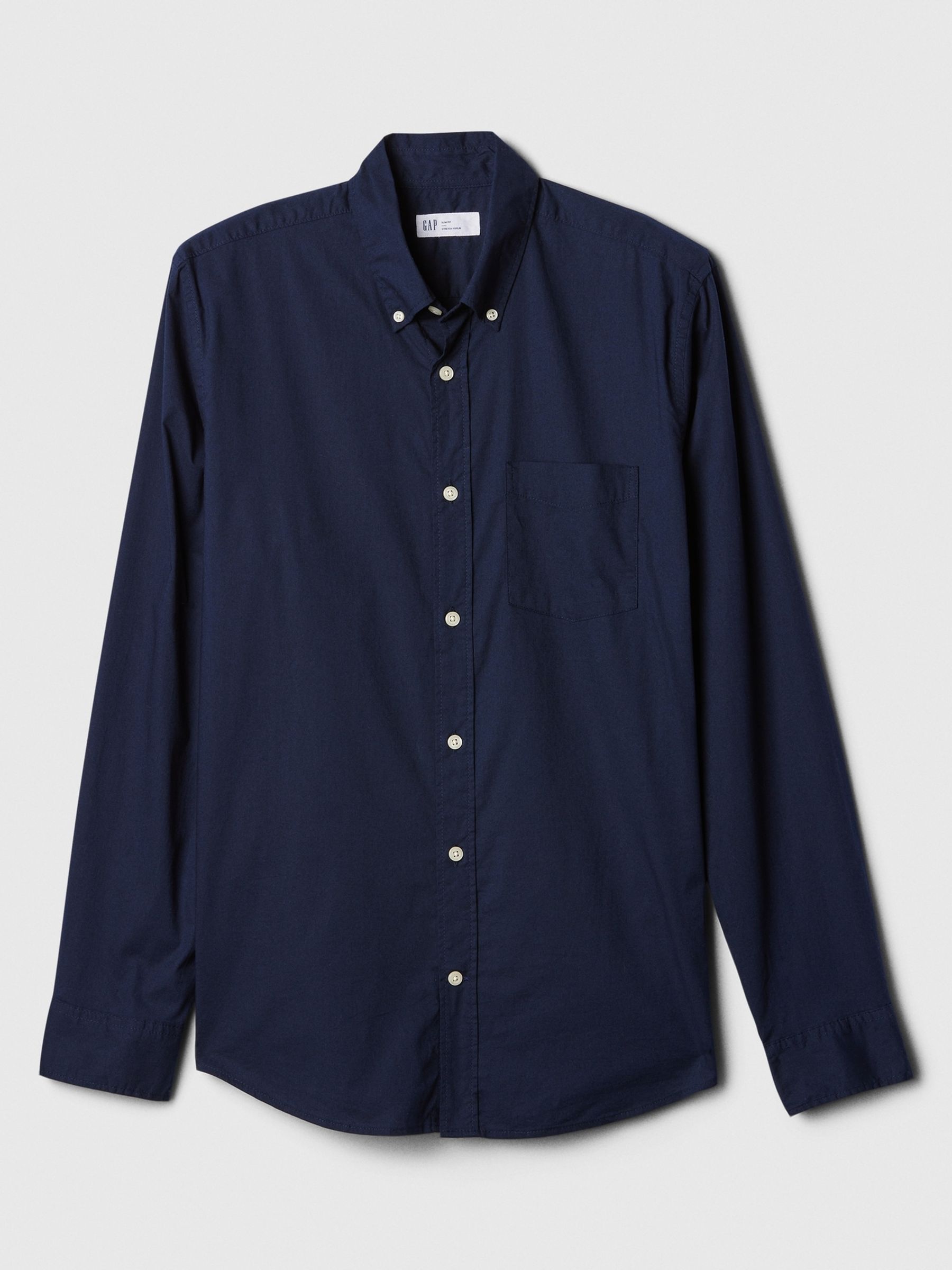 Navy Blue Slim Fit Stretch Shirt - Image 4 of 4