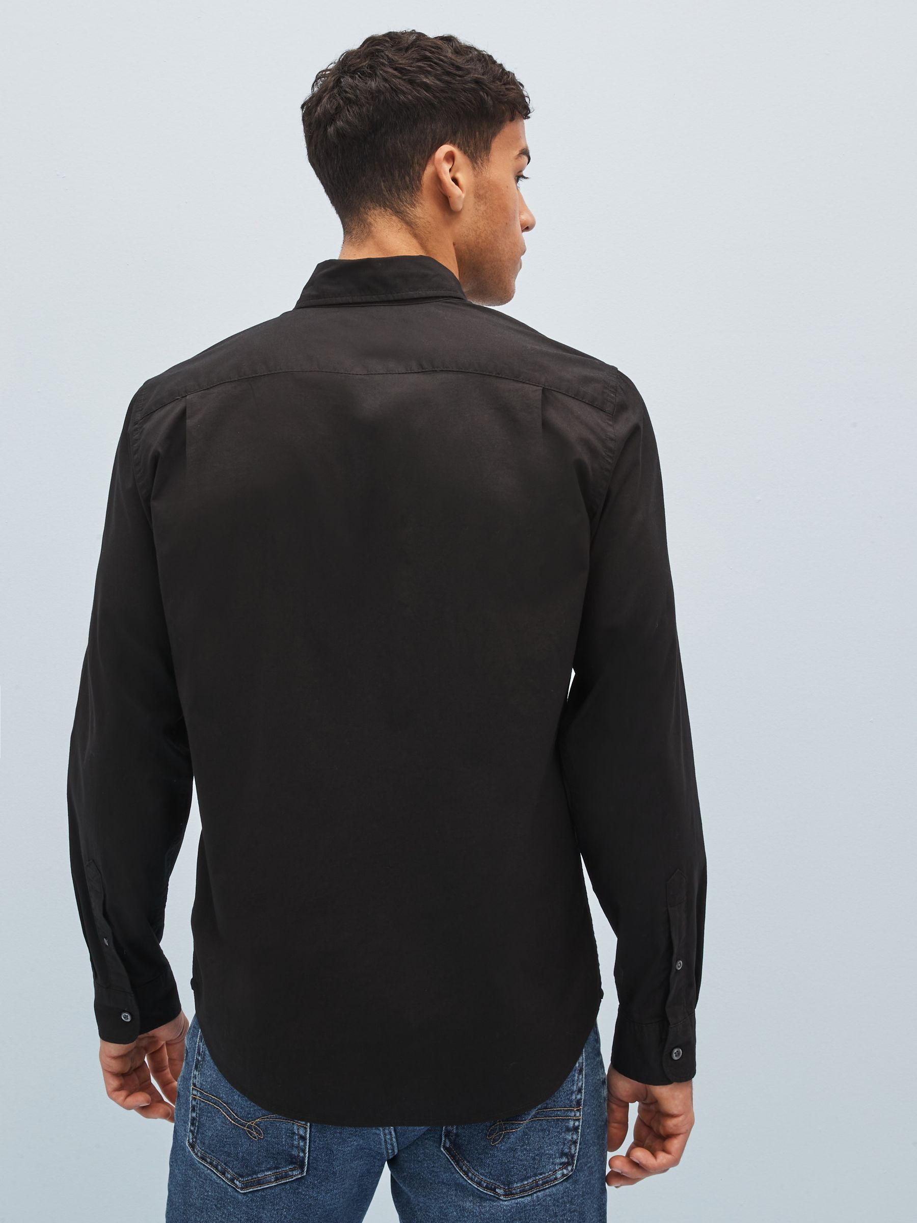 Black Stretch Button-Up Slim Fit Shirt - Image 2 of 3