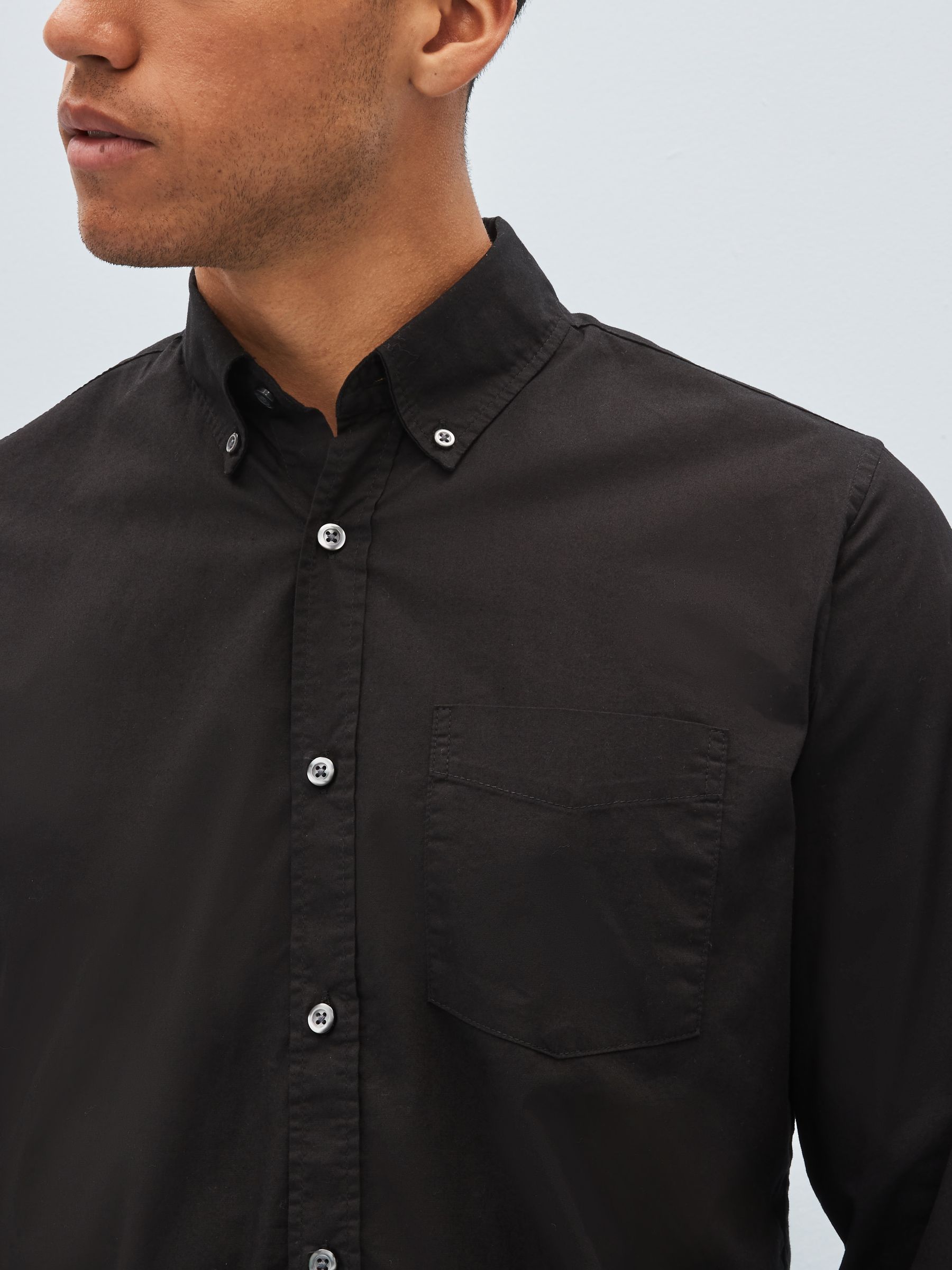 Black Stretch Button-Up Slim Fit Shirt - Image 3 of 3