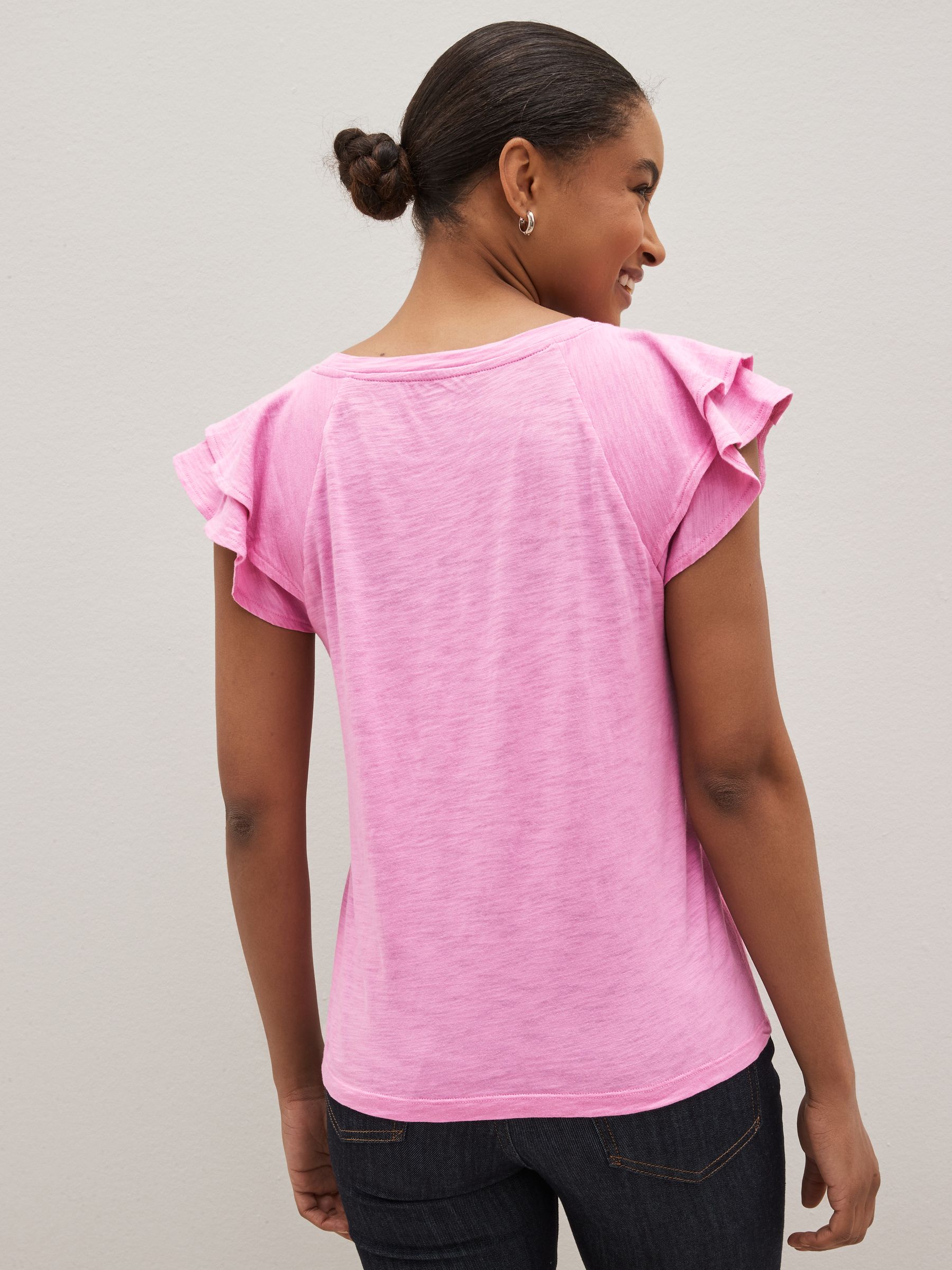 Ruffle Sleeve Crew Neck Smocked T-Shirt - Image 2 of 5