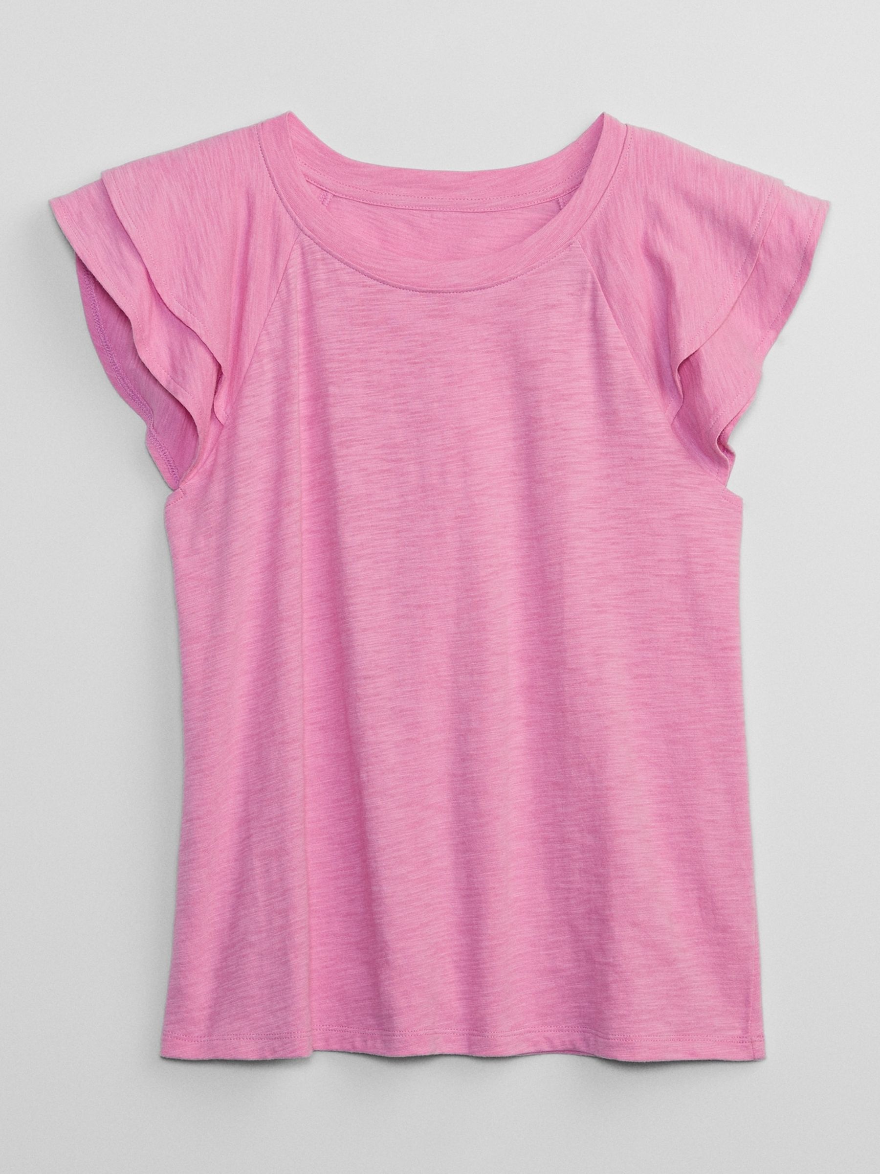 Ruffle Sleeve Crew Neck Smocked T-Shirt - Image 4 of 5
