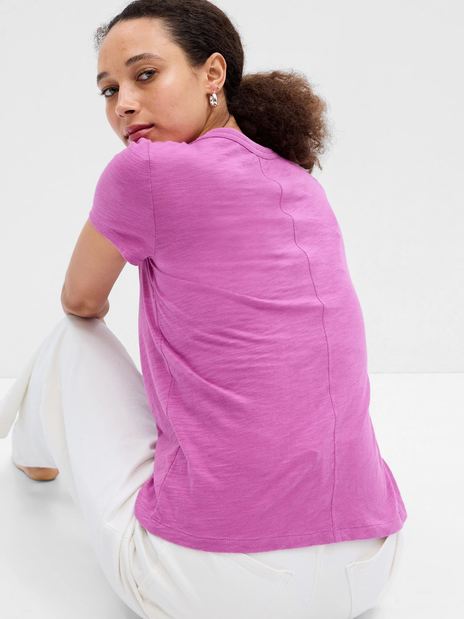 Pink Short Sleeve Crew Neck Forever Soft T-Shirt - Image 2 of 3 Pink Short Sleeve Crew Neck Forever Soft T-Shirt - Image 2 of 3