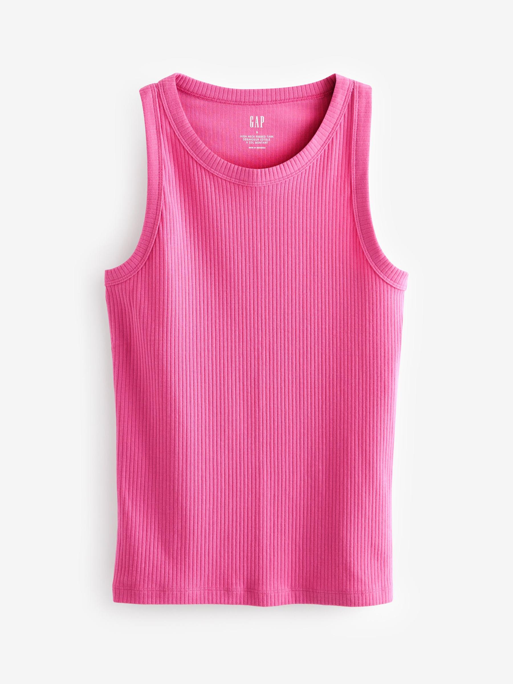Pink High Neck Vest Tank Top - Image 1 of 1