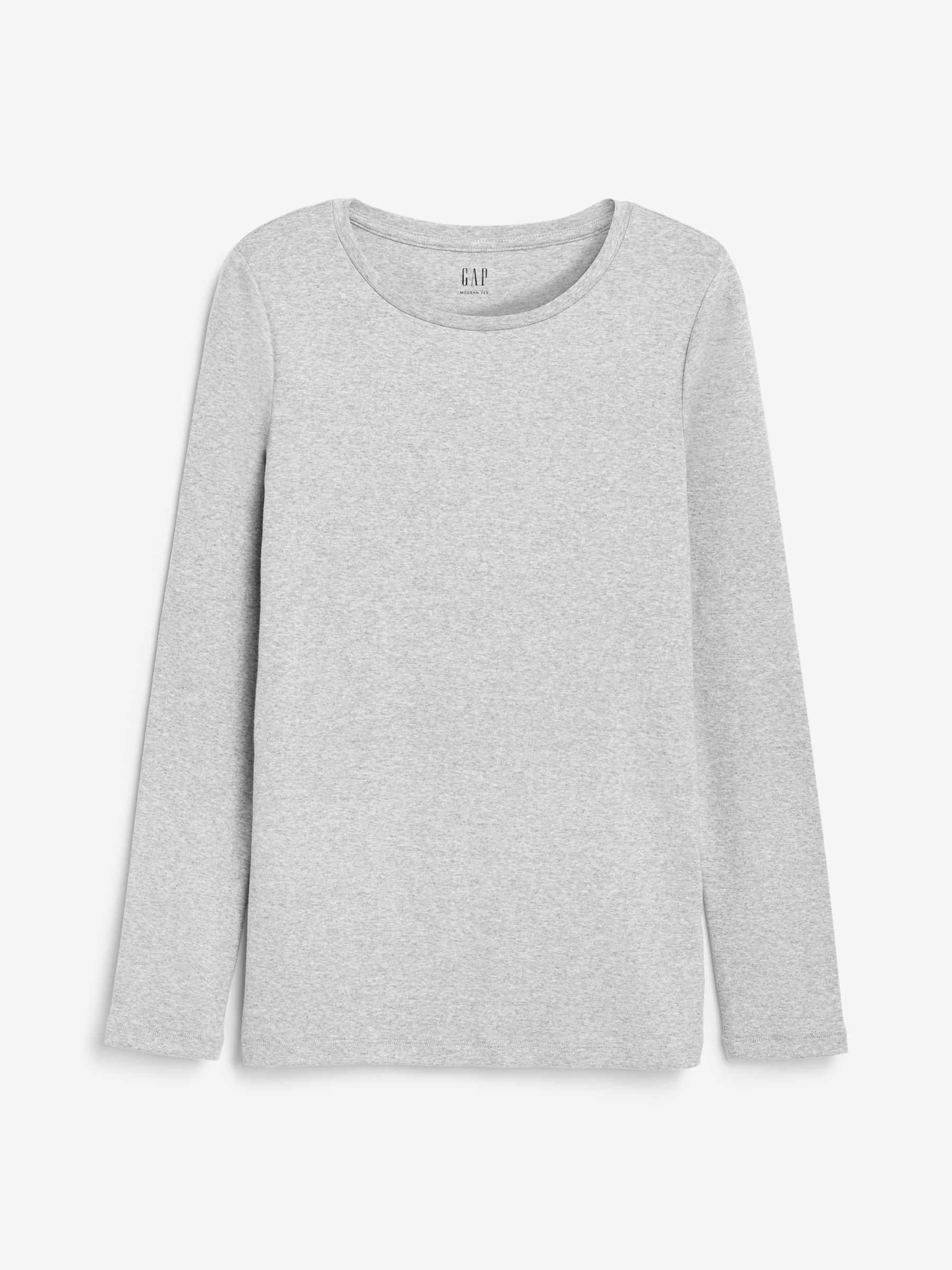 Grey Long Sleeve Modern Cotton-Modal Crew Neck T-Shirt - Image 6 of 6