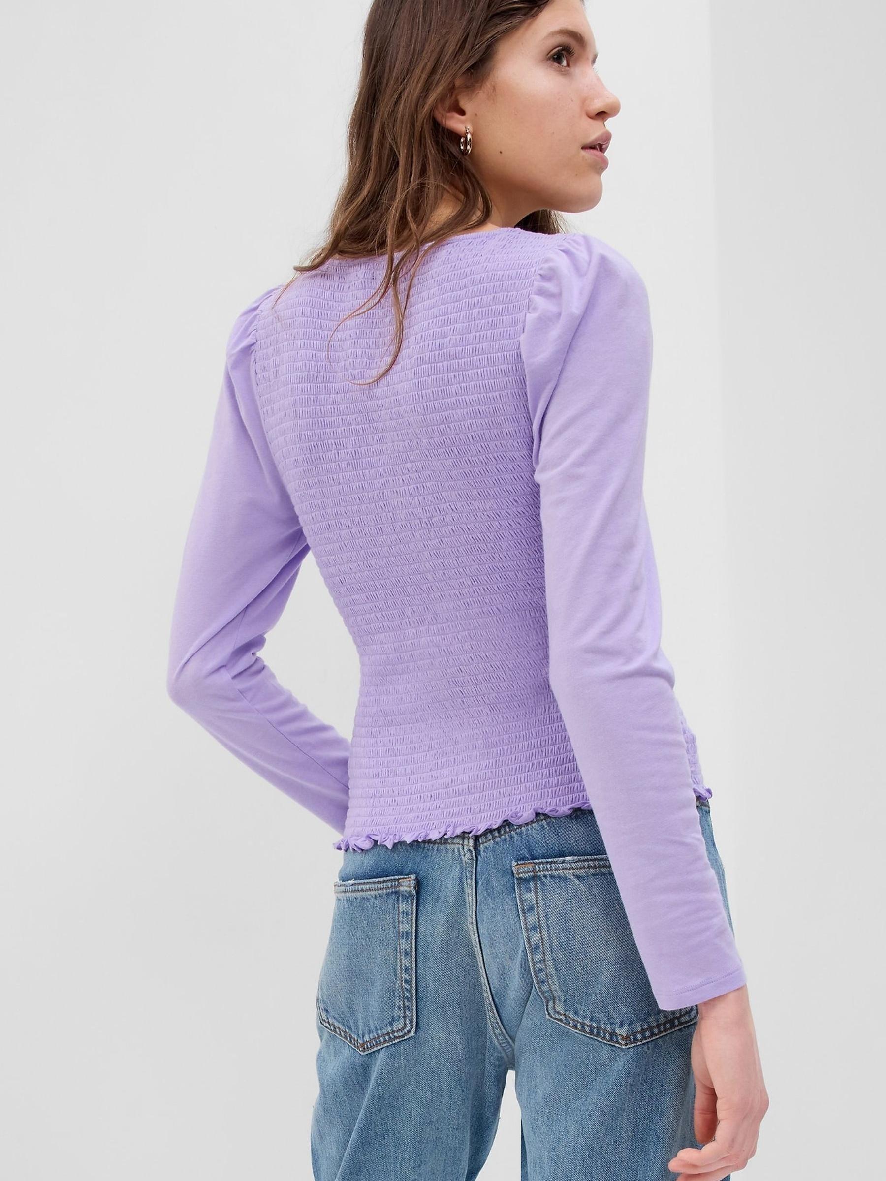 Purple Featherweight Smocked Button-Front Top - Image 2 of 2