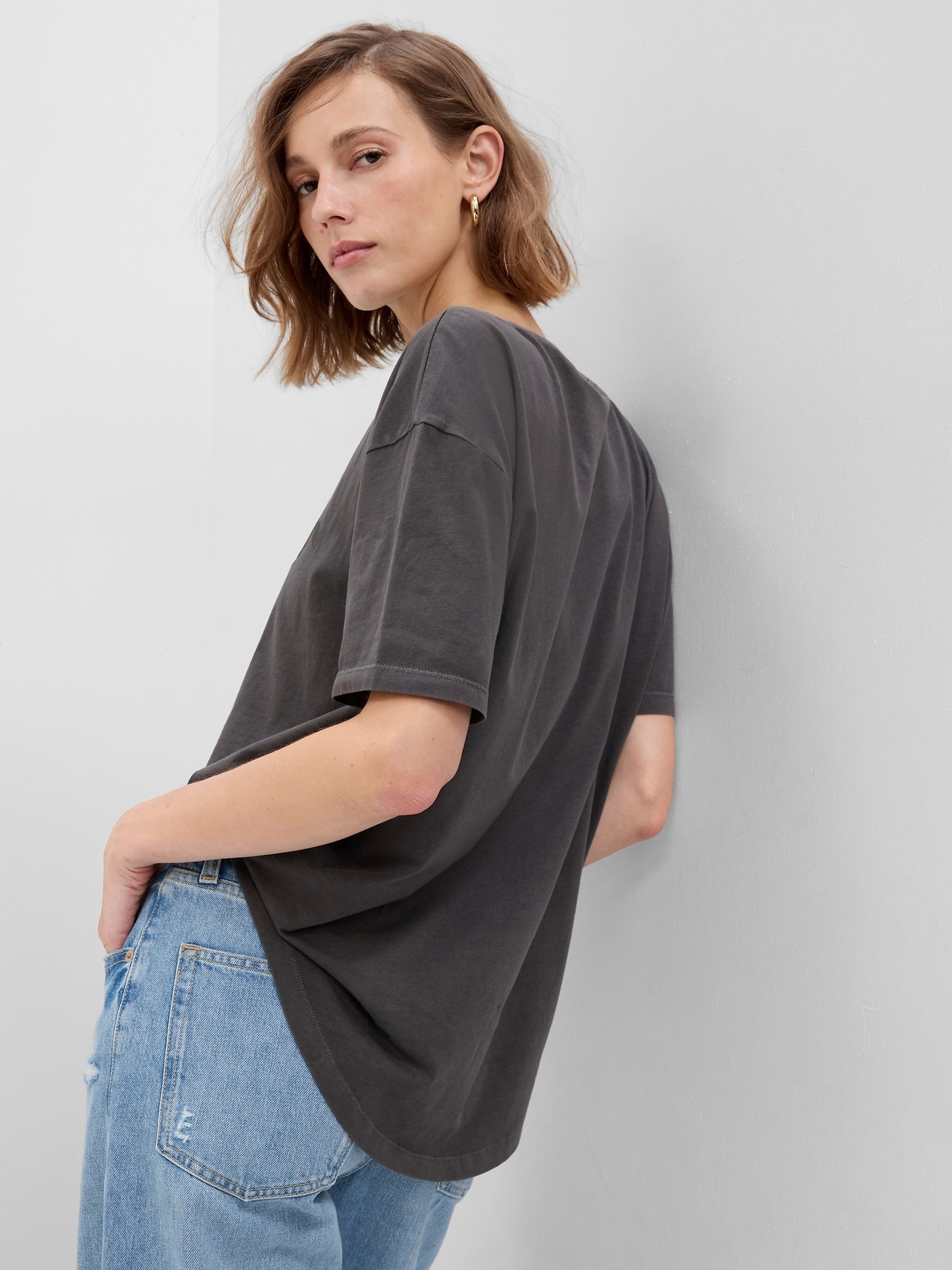 Dark Grey Floral Logo Short Sleeve Crew Neck T-Shirt - Image 3 of 5