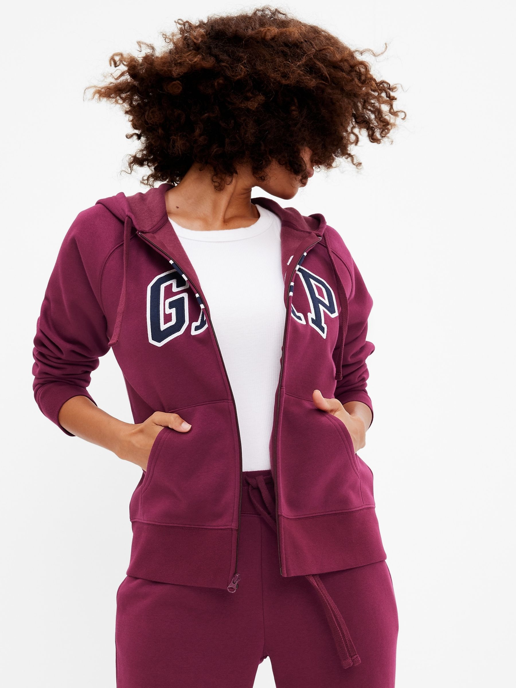 Red Burgundy Logo Zip Up Hoodie - Image 1 of 4