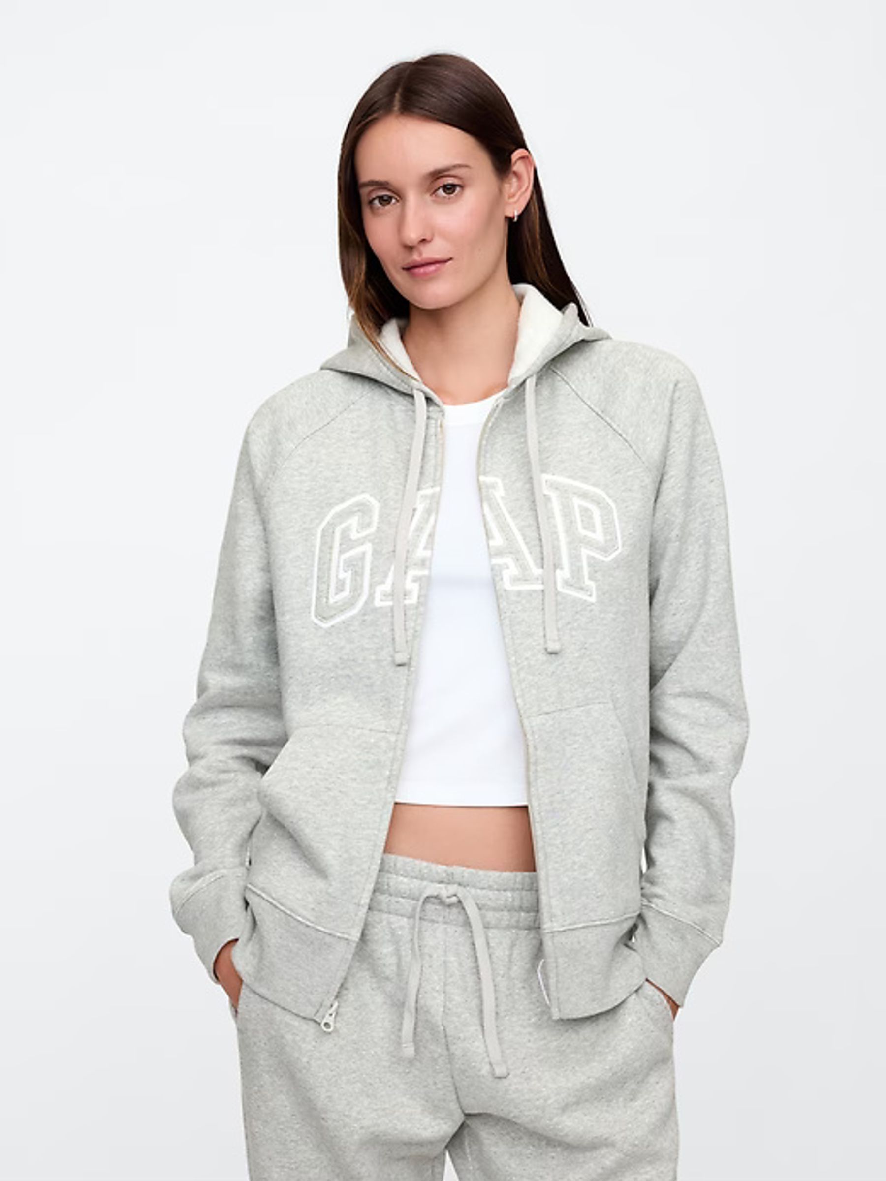 Grey Logo Zip Up Hoodie - Image 2 of 5