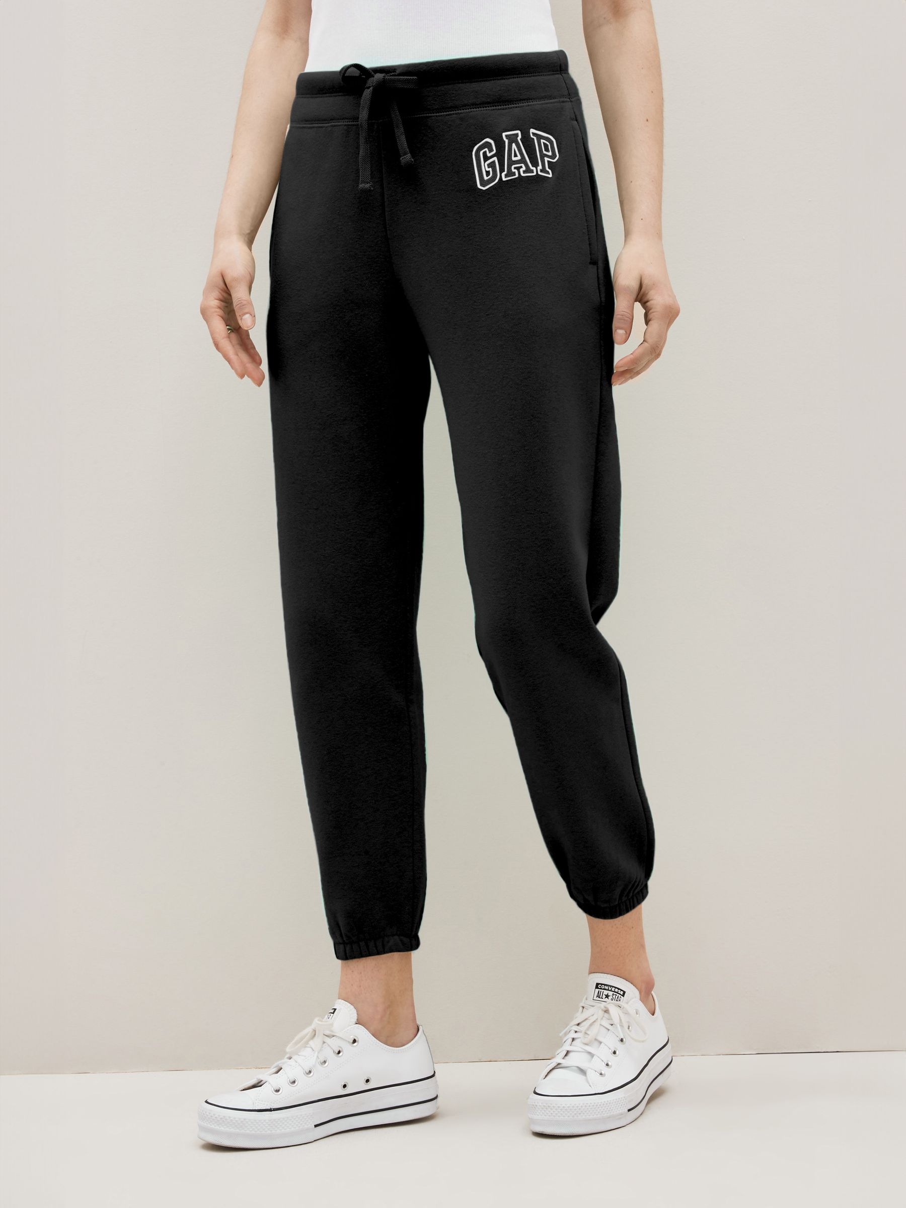 Black Vintage Arch Logo Fleece-Lined Joggers - Image 1 of 4