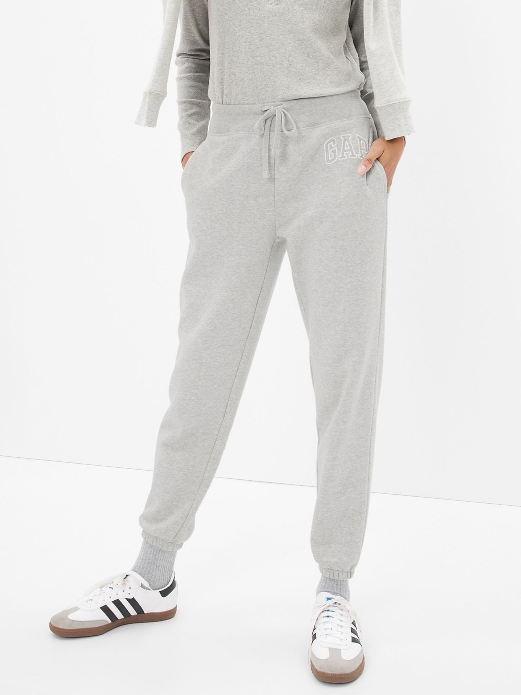 Light Grey Vintage Arch Logo Fleece-Lined Joggers - Image 2 of 2
