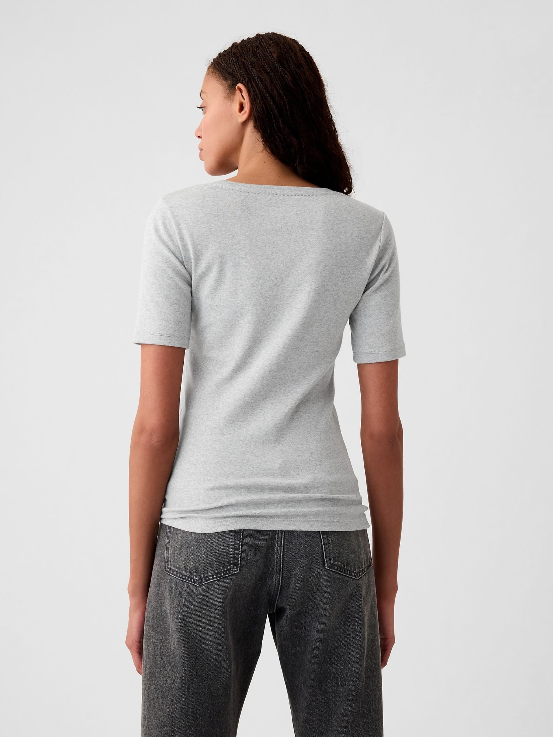 Grey Short Sleeve Modern Cotton-Modal Crew Neck T-Shirt - Image 2 of 4